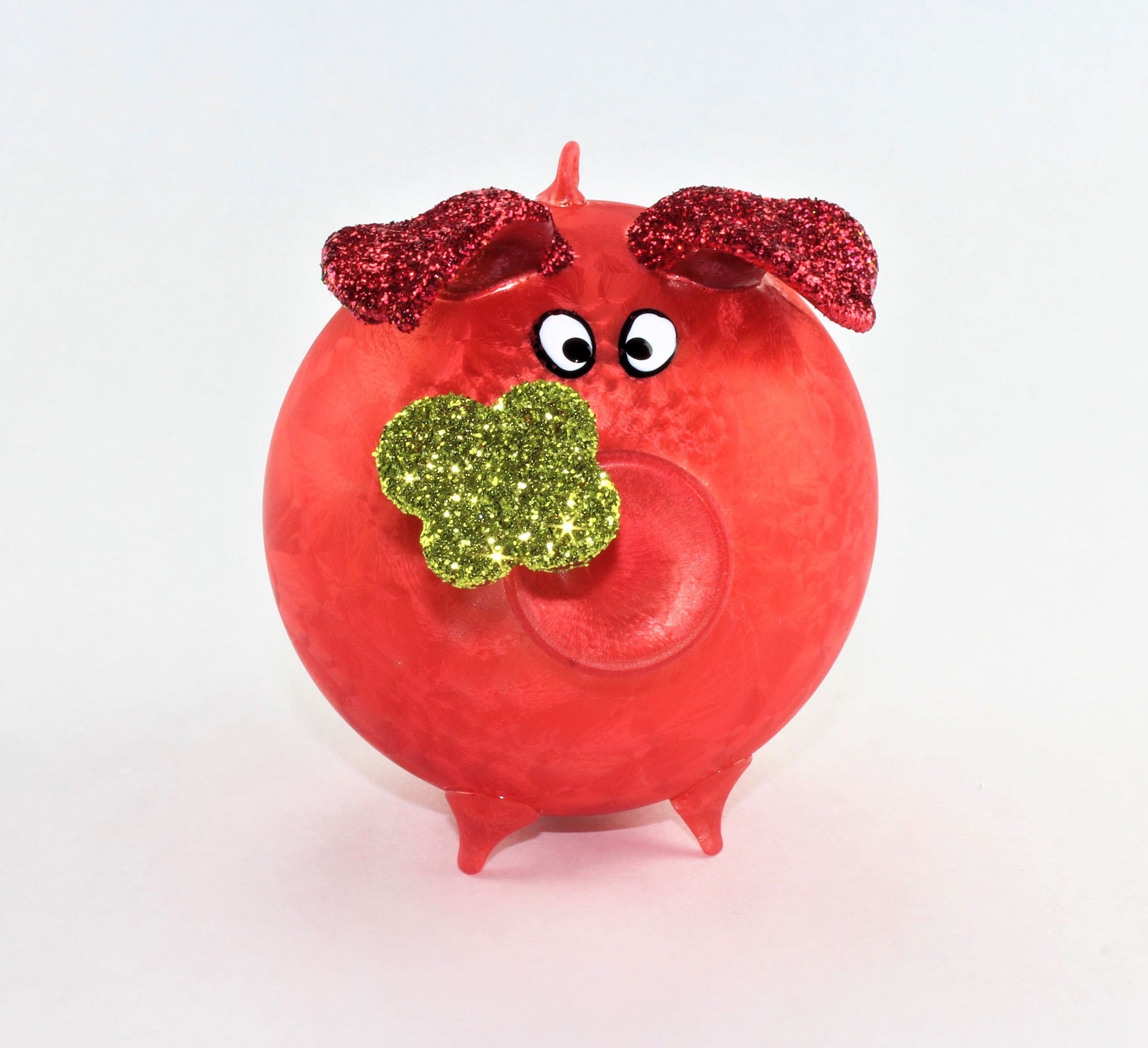 Cochon porte-bonheur en verre , glace mat