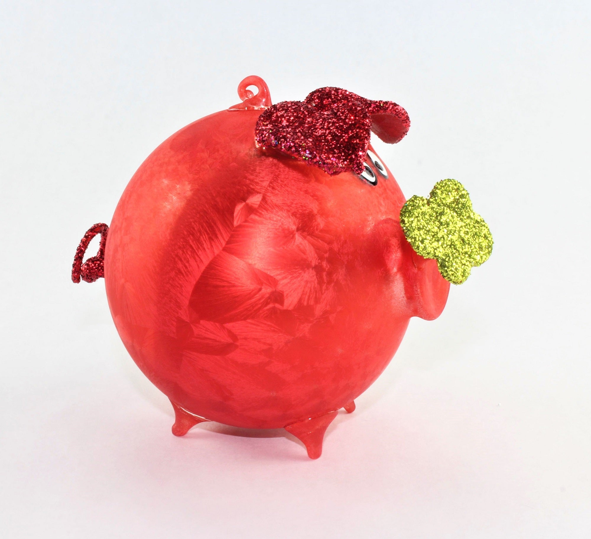 Cochon porte-bonheur en verre , glace mat