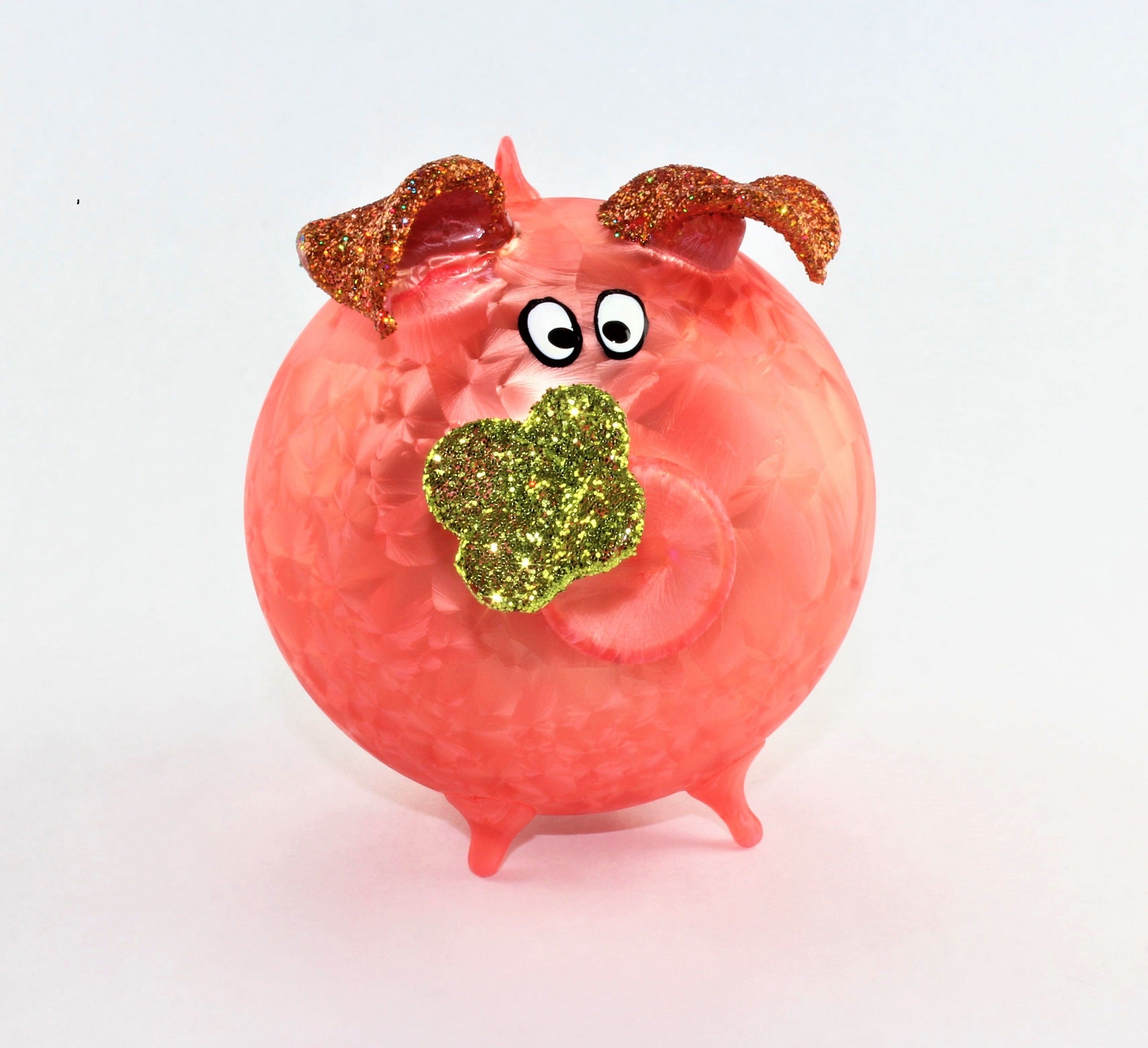 Cochon porte-bonheur en verre , glace mat