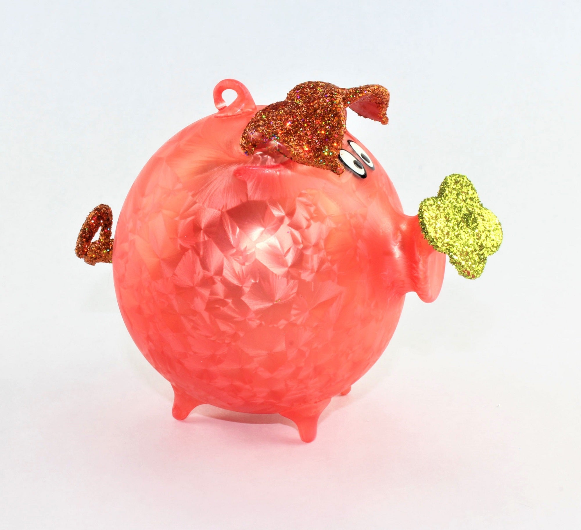 Cochon porte-bonheur en verre , glace mat