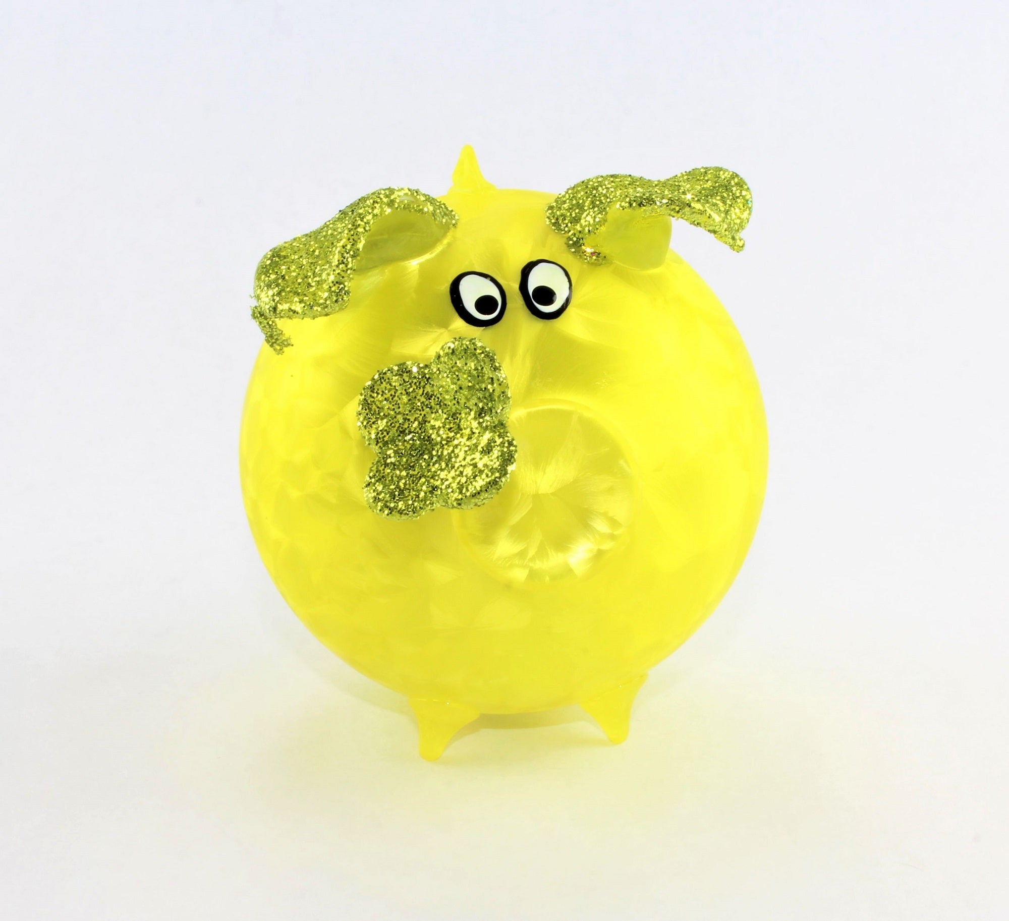 Cochon porte-bonheur en verre , glace mat