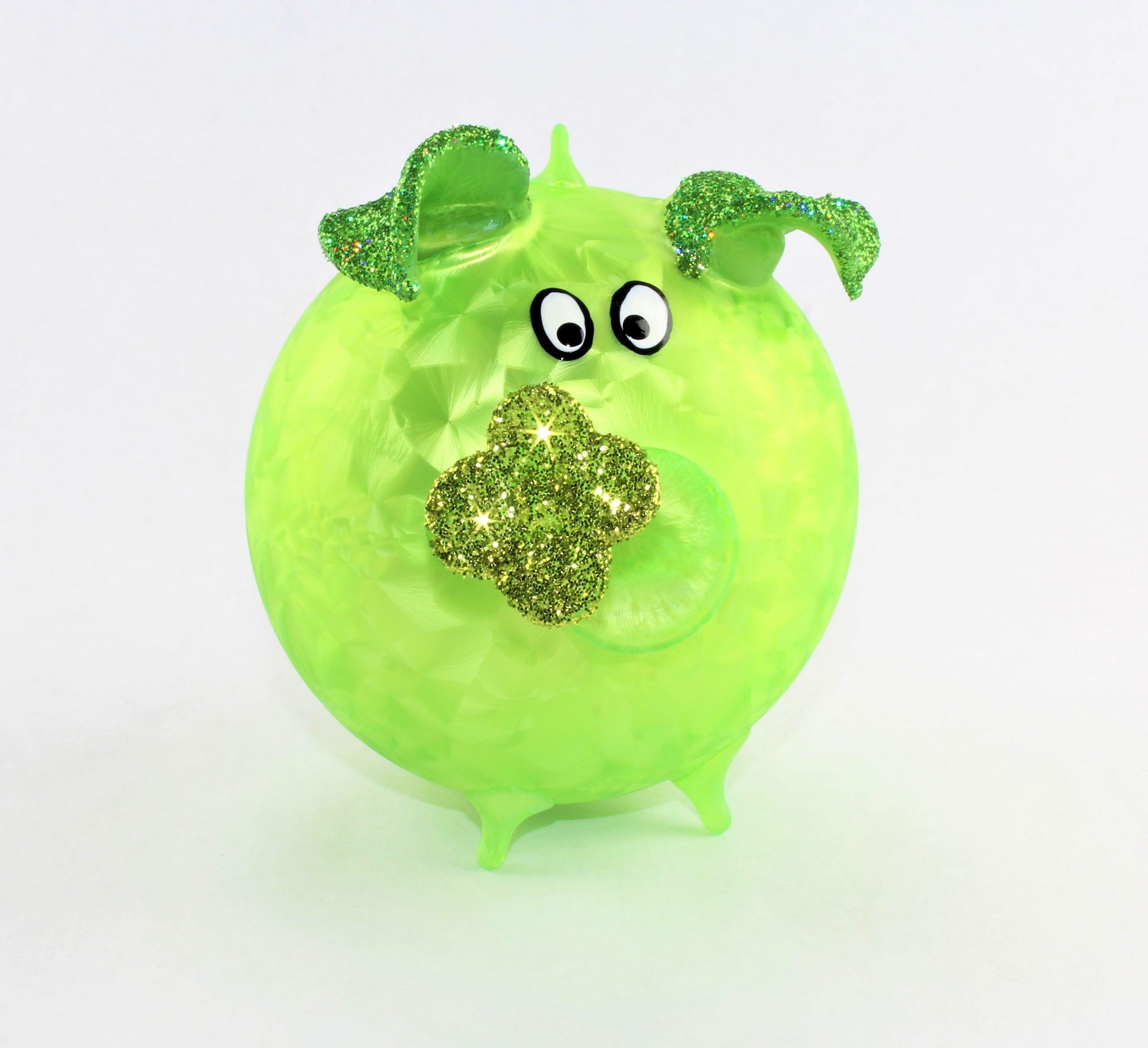 Cochon porte-bonheur en verre , glace mat