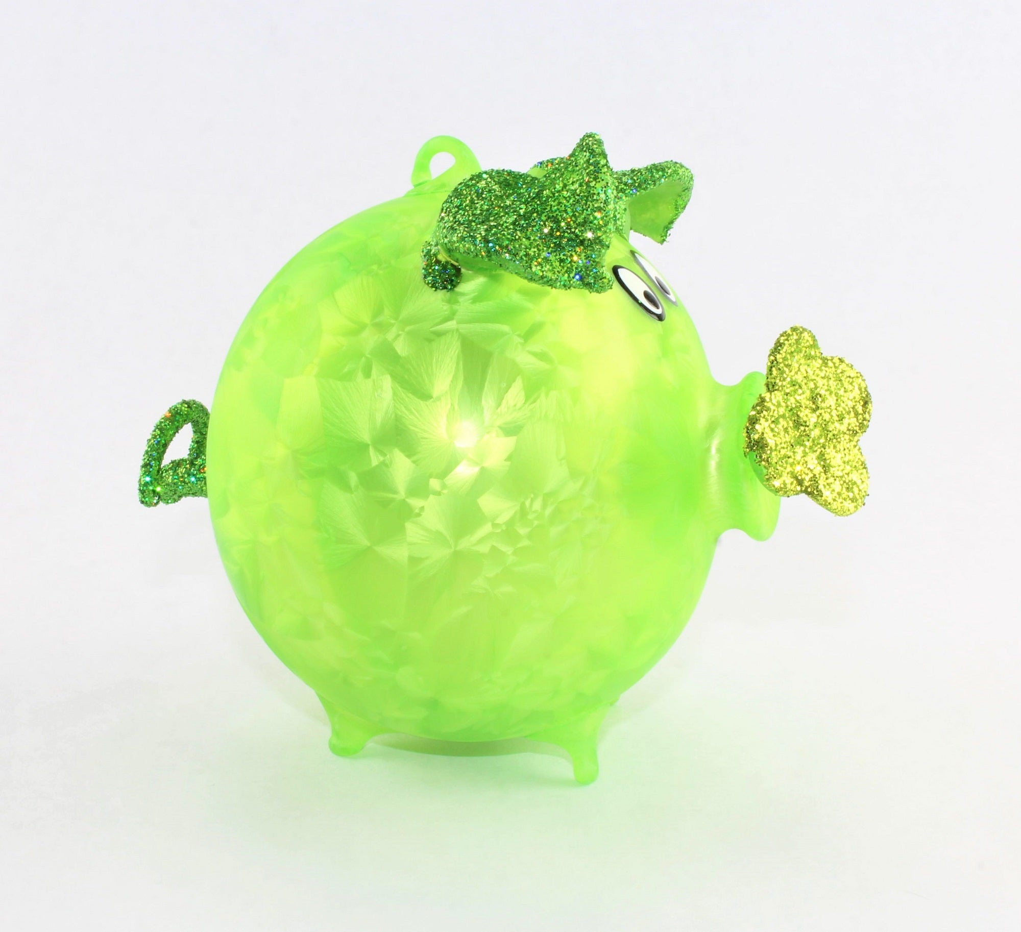Cochon porte-bonheur en verre , glace mat