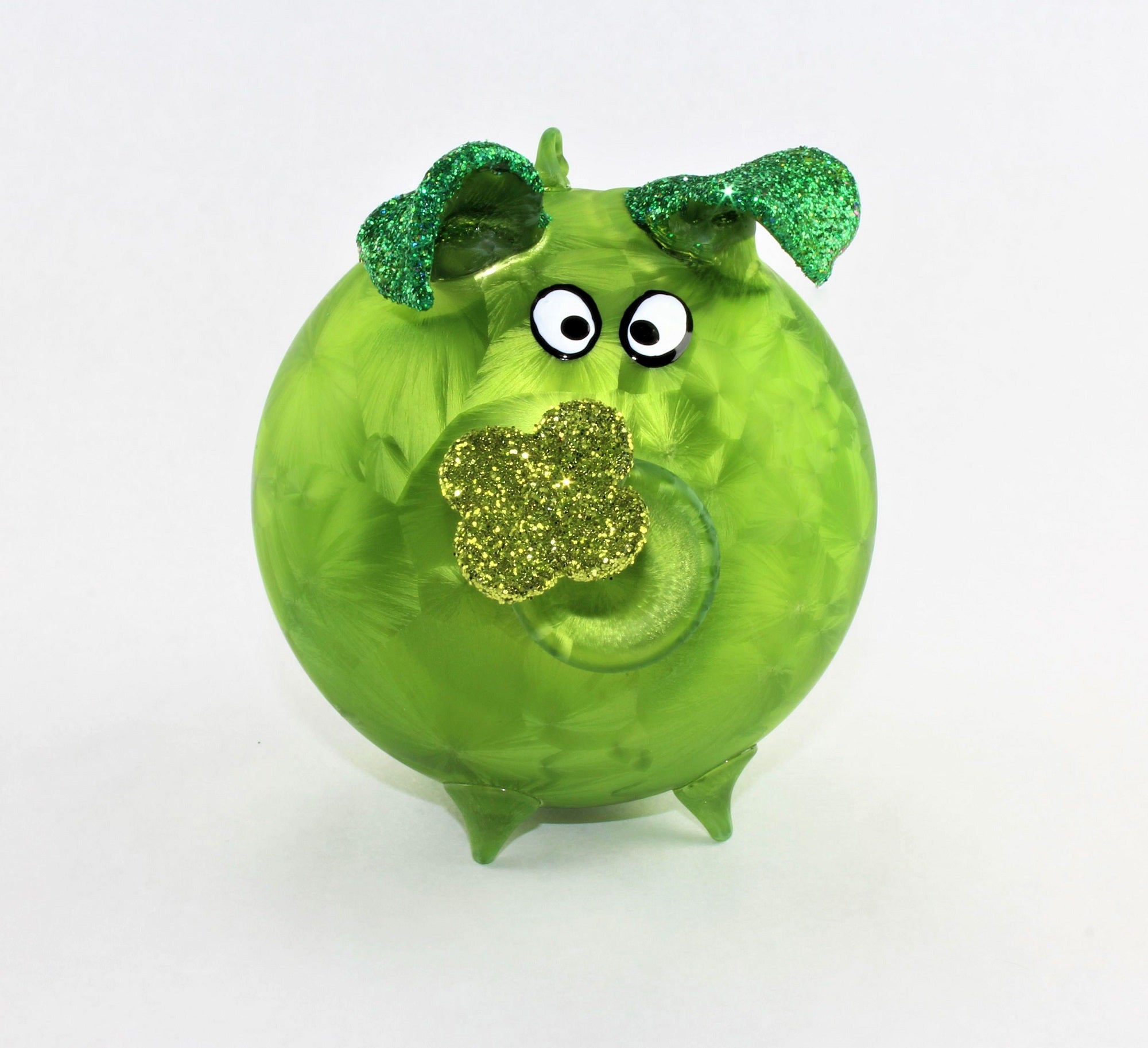 Cochon porte-bonheur en verre , glace mat