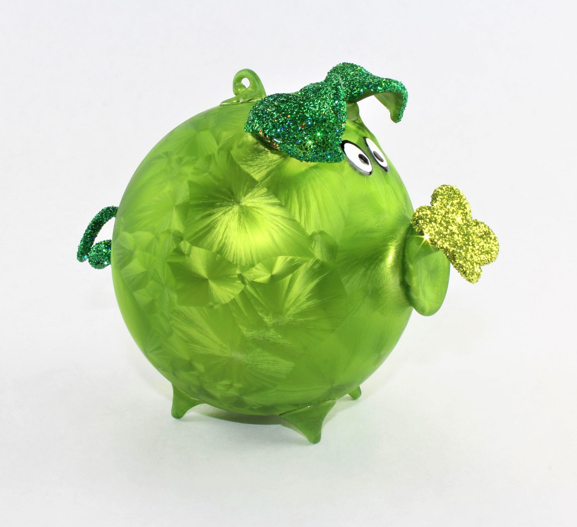 Cochon porte-bonheur en verre , glace mat