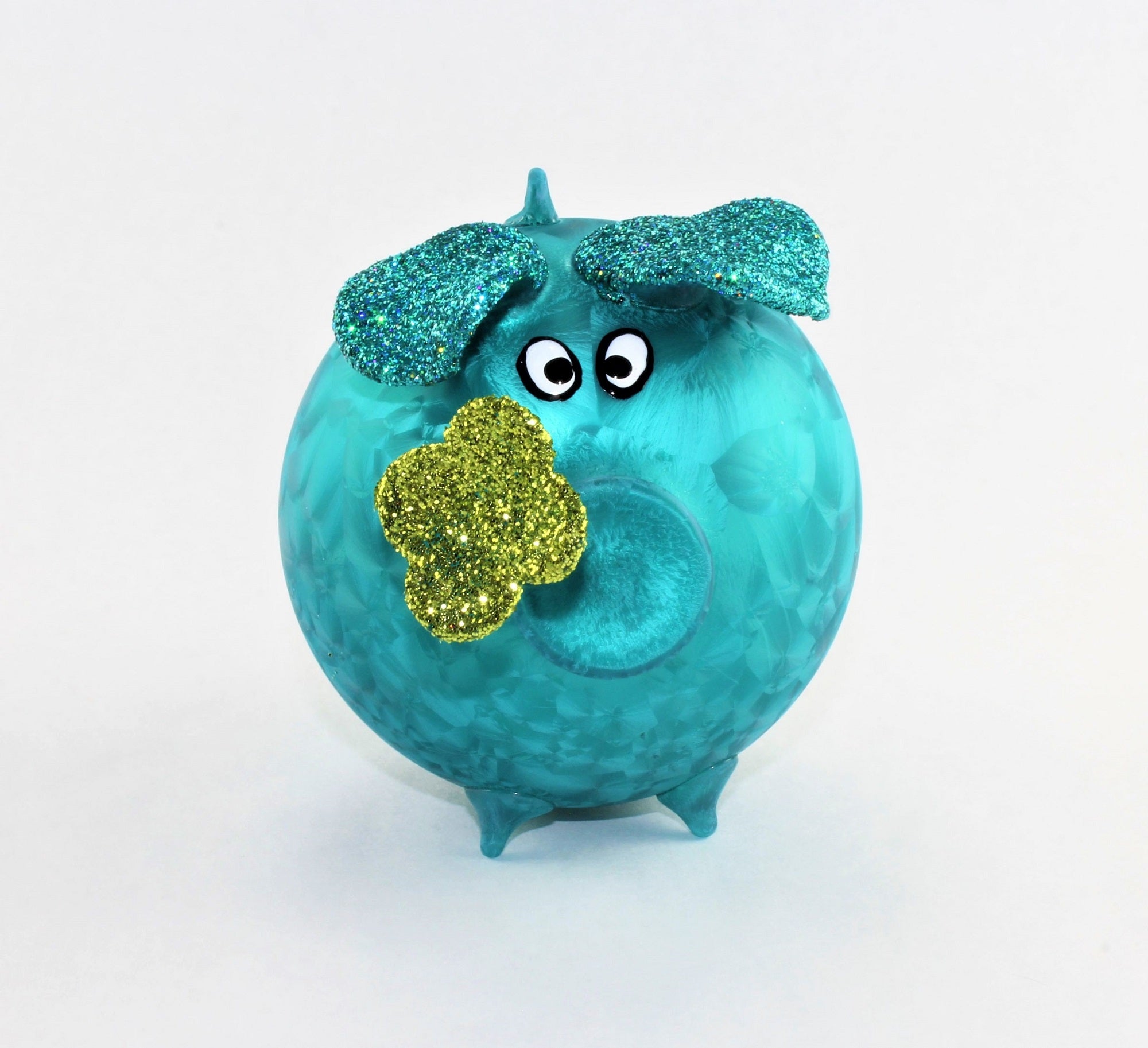 Cochon porte-bonheur en verre , glace mat