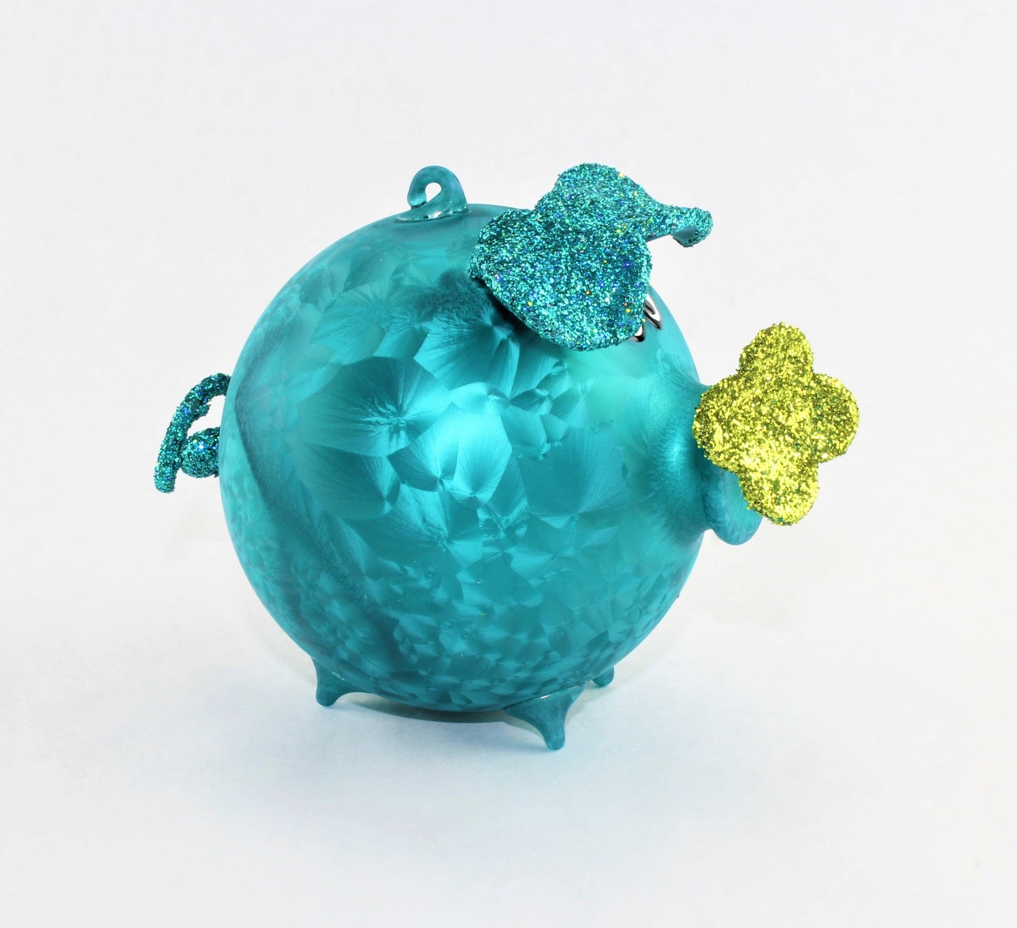 Cochon porte-bonheur en verre , glace mat
