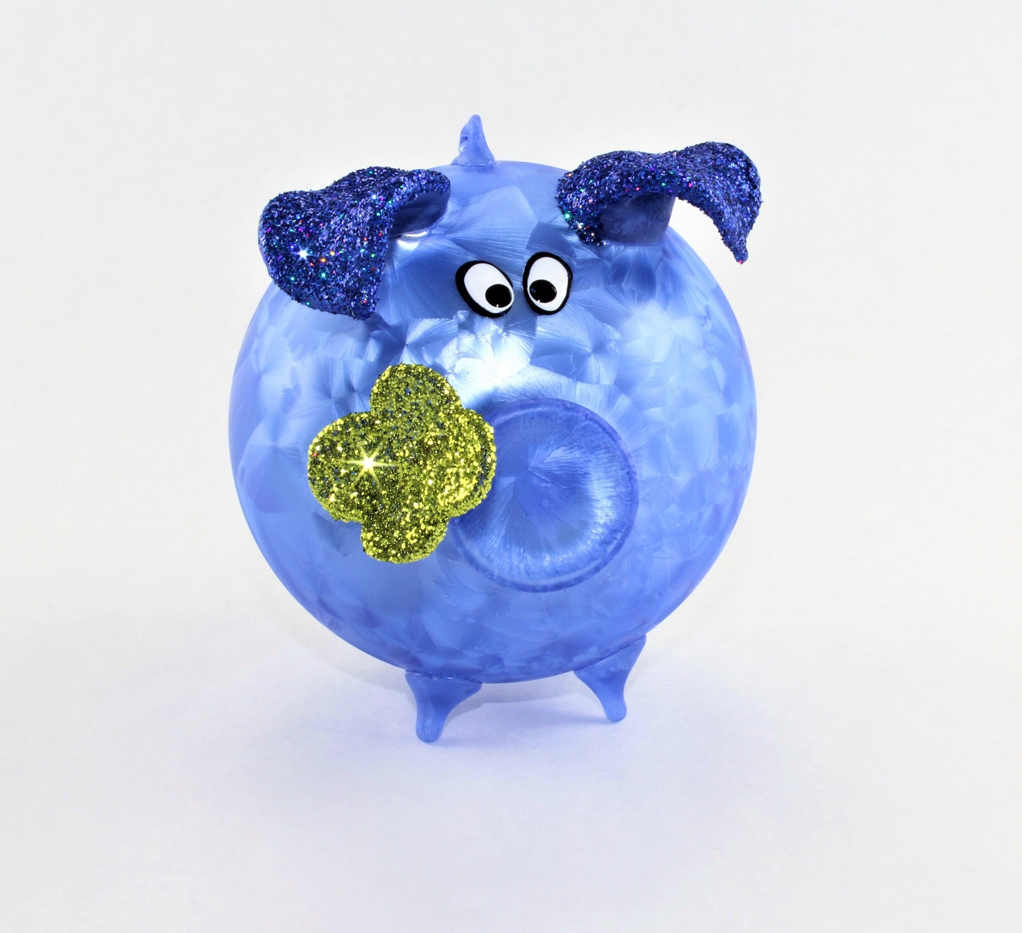 Cochon porte-bonheur en verre , glace mat