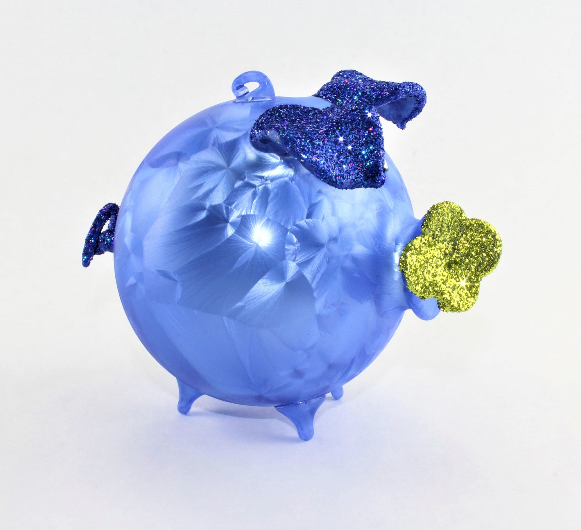 Cochon porte-bonheur en verre , glace mat