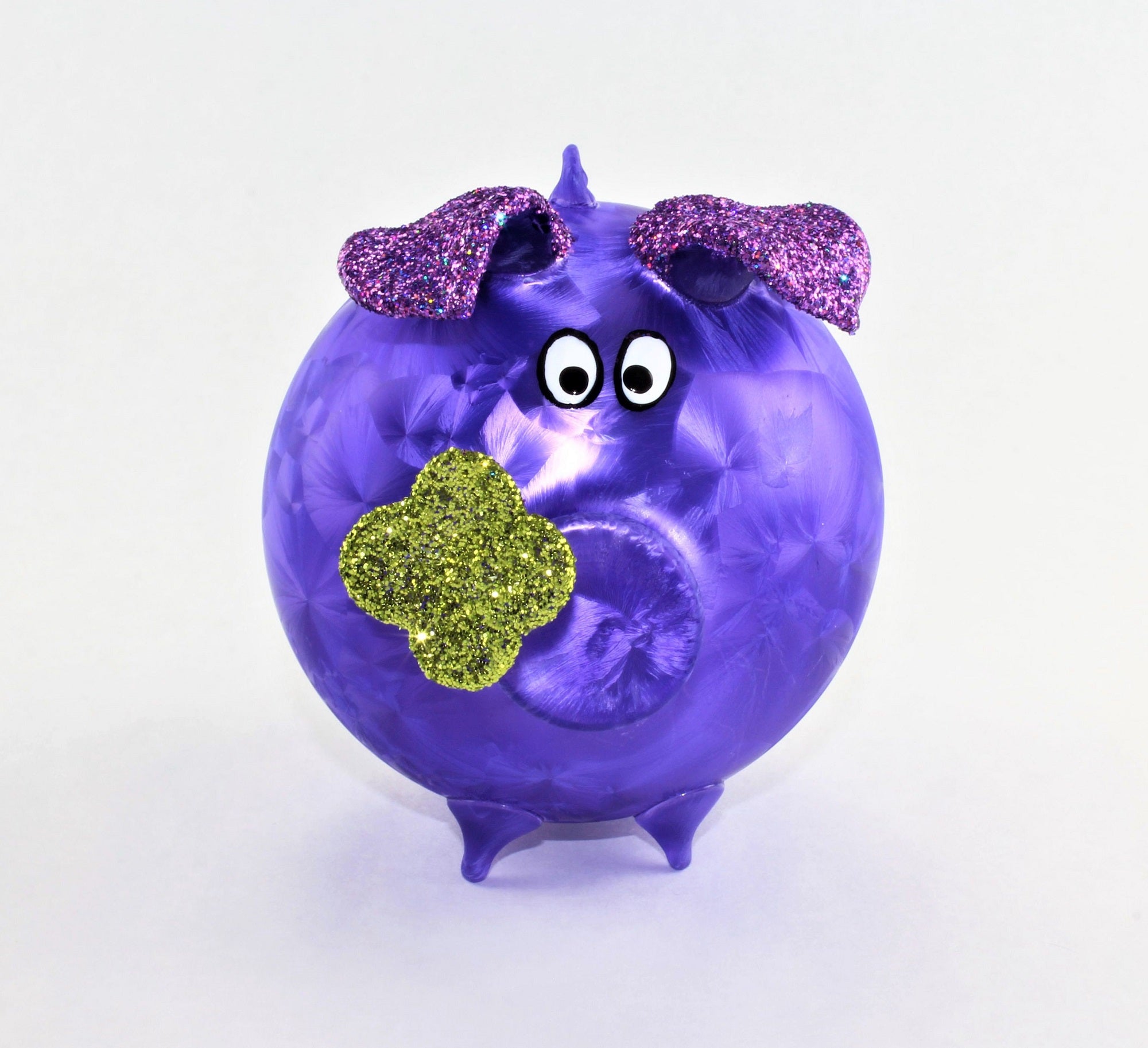Cochon porte-bonheur en verre , glace mat