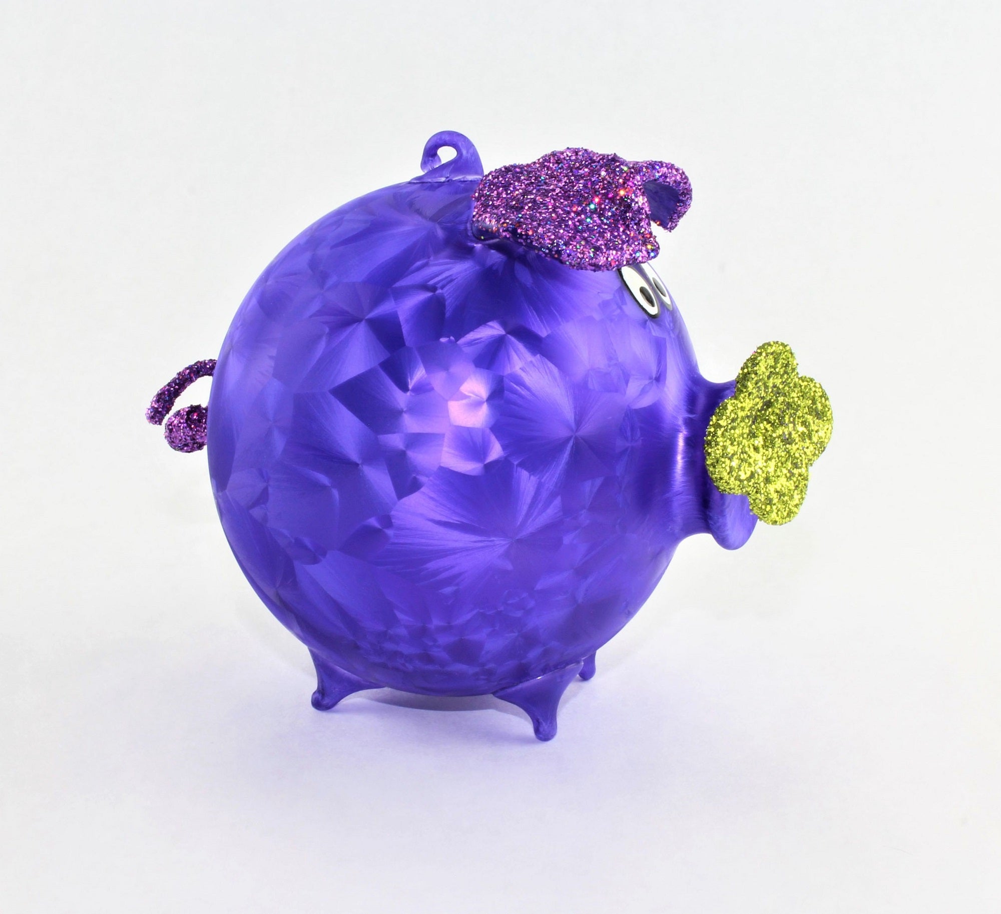 Cochon porte-bonheur en verre , glace mat