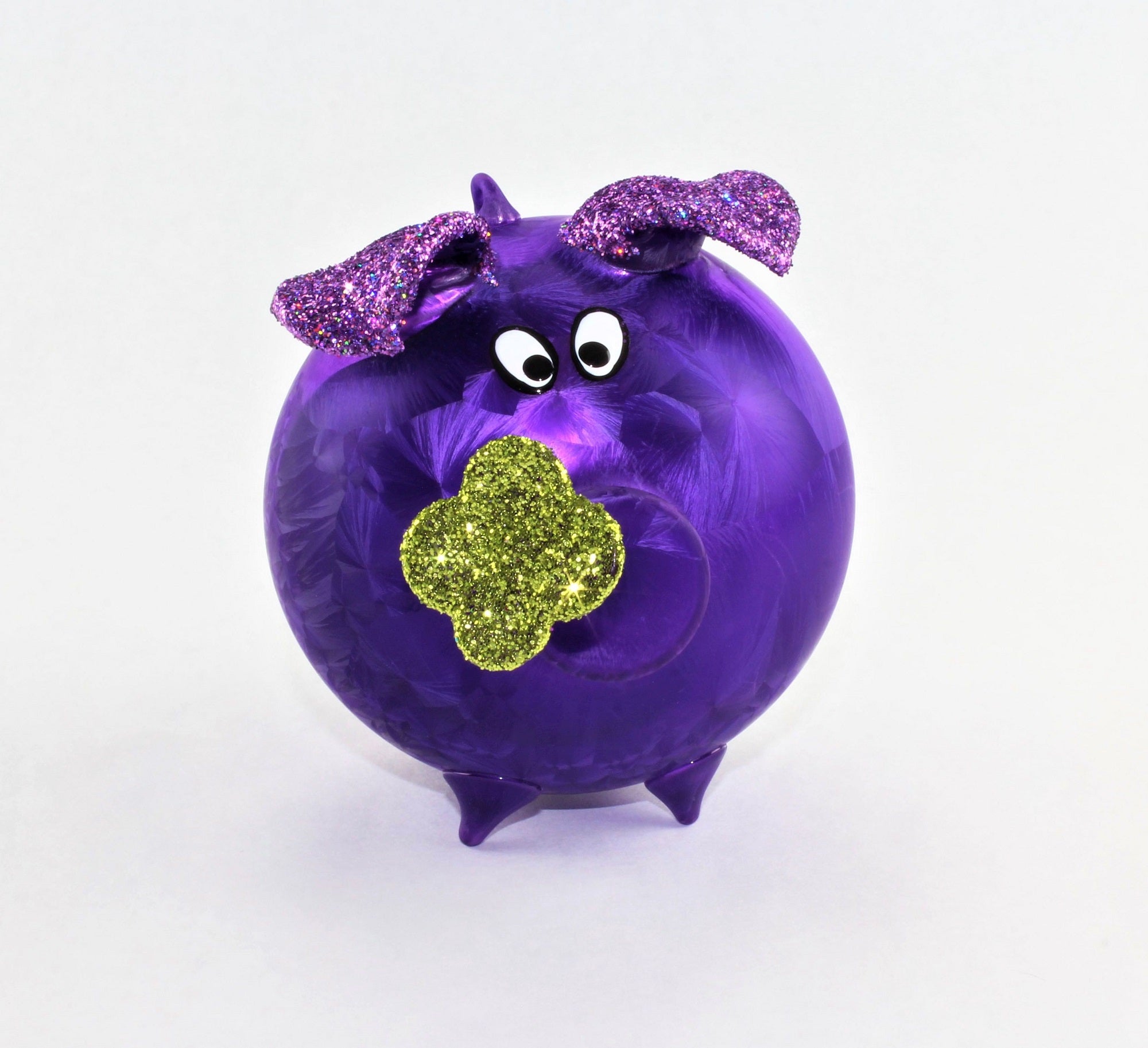Cochon porte-bonheur en verre , glace mat