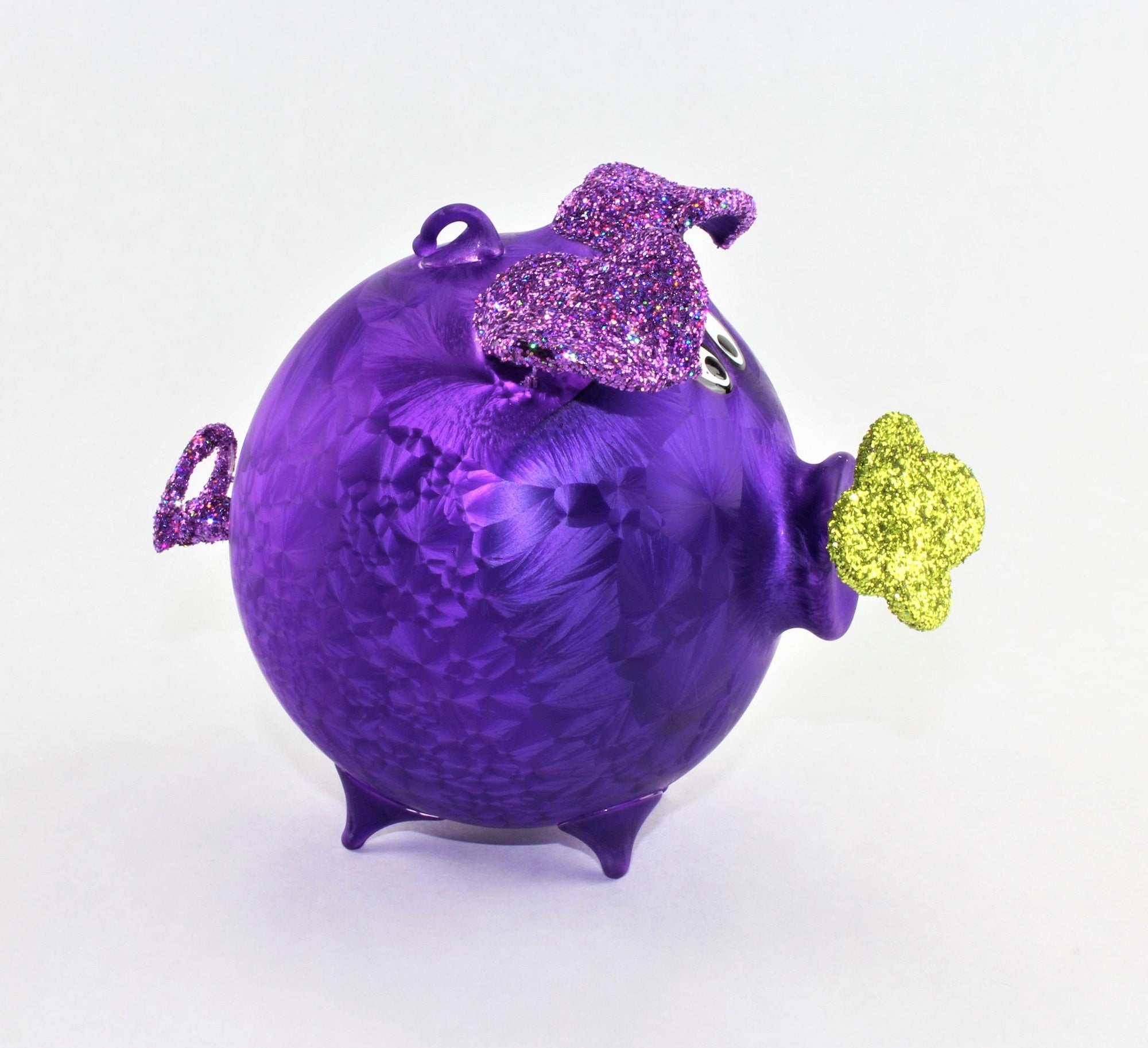 Cochon porte-bonheur en verre , glace mat