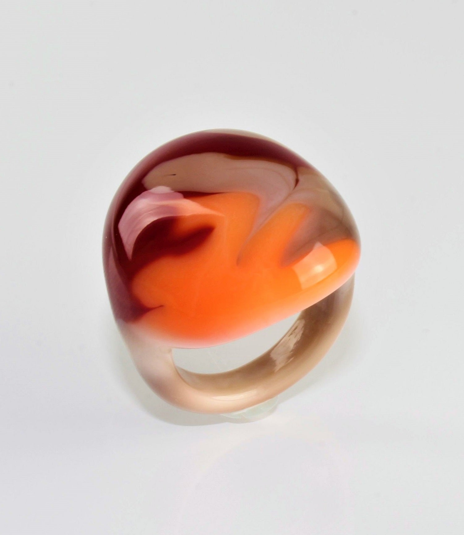 Anneau "Arizona" , verre borosilicaté, multicolore, rouge-brun