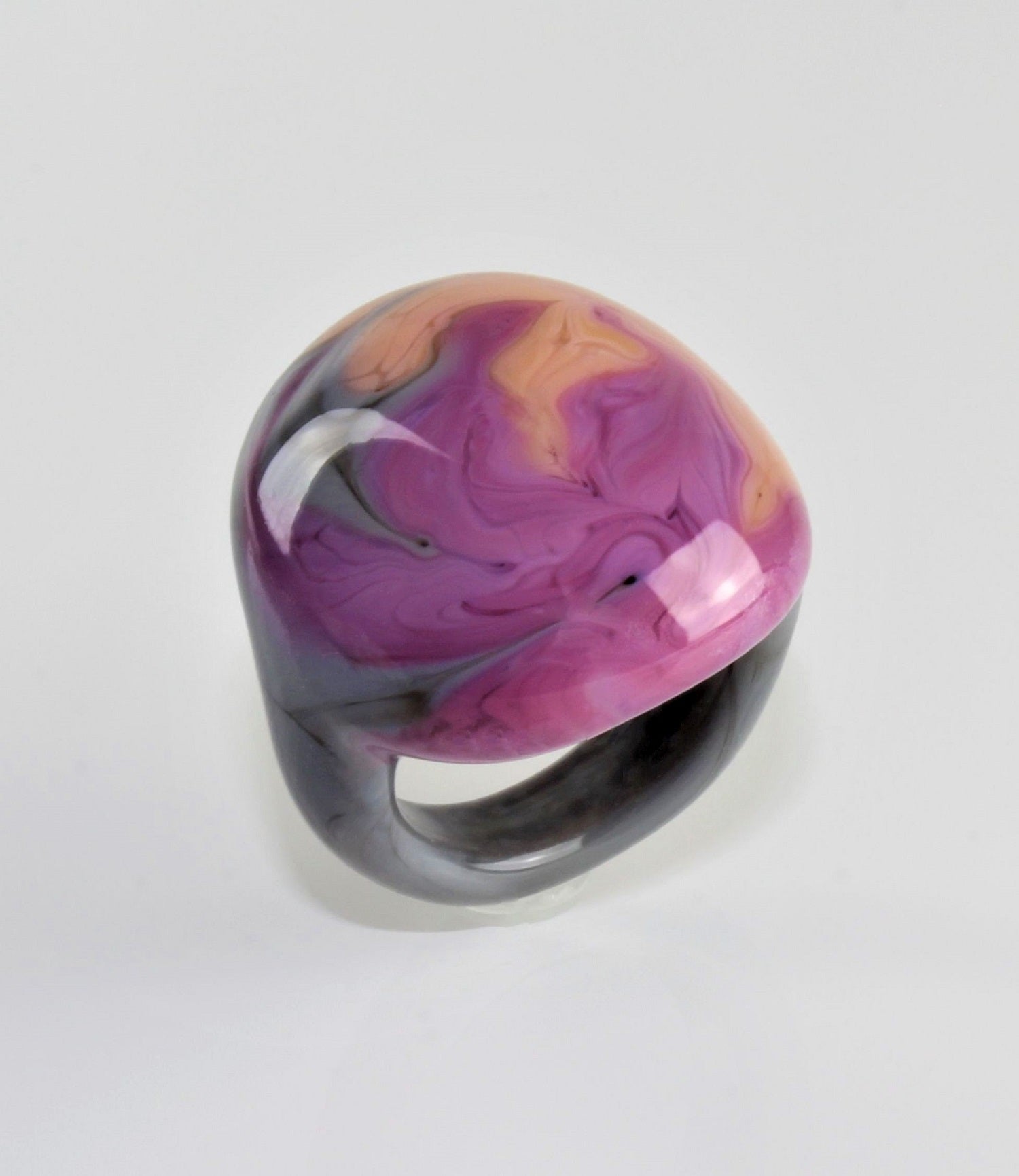 Anello "Arizona" , vetro borosilicato, multicolore, grigio-viola