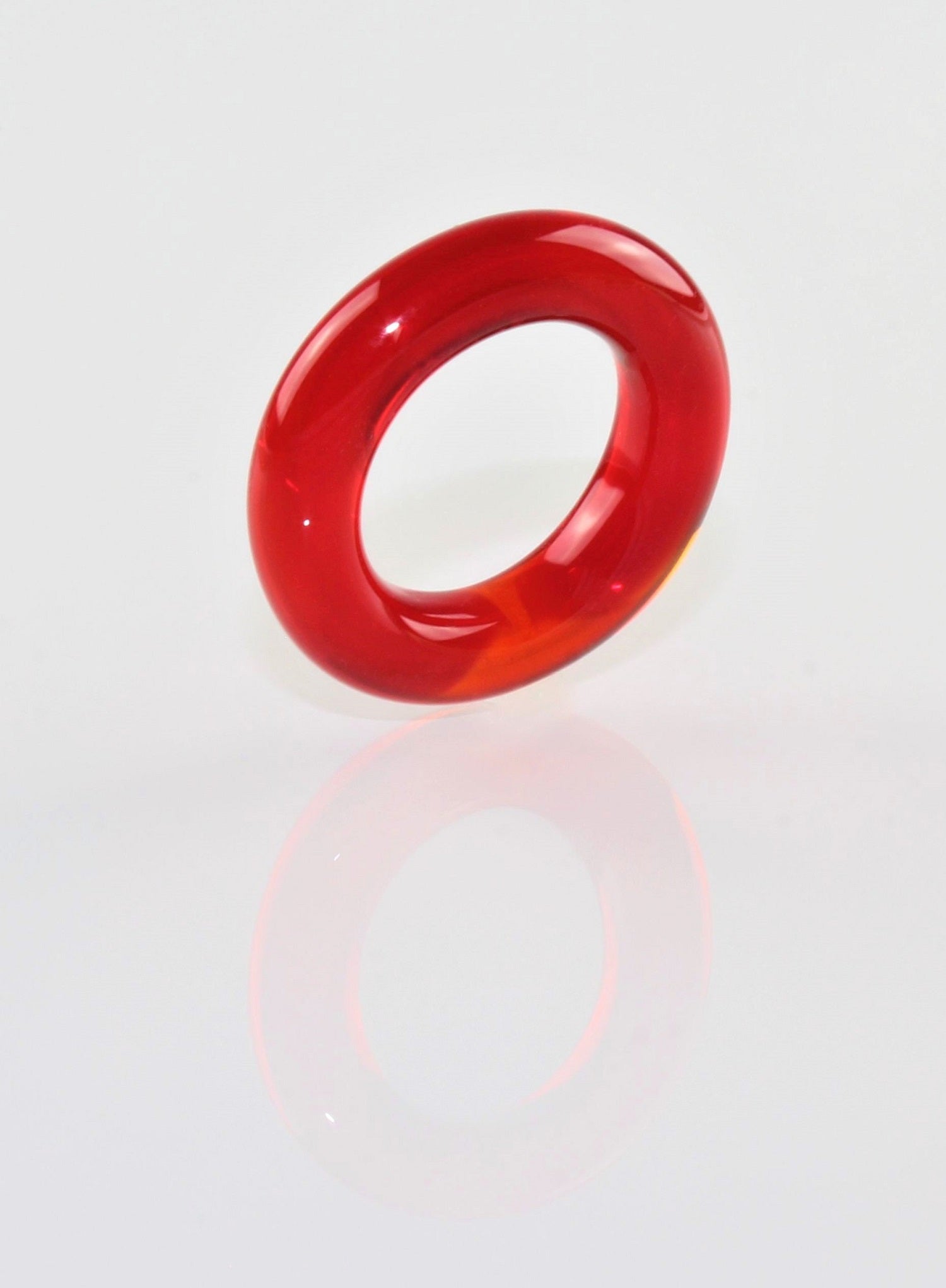 Ring "Loop" Borosilikatglas Kirschrot klar