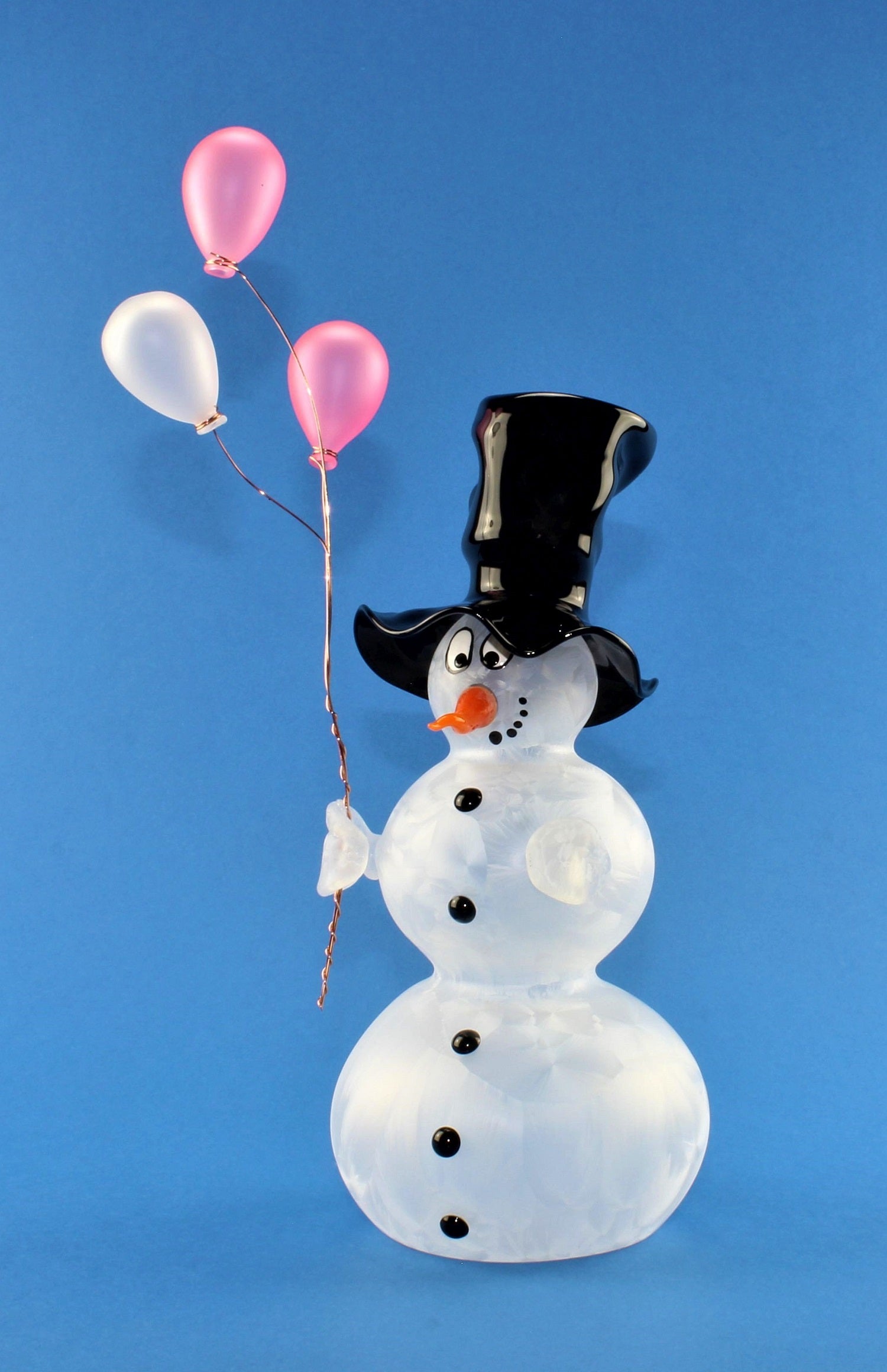 Bonhomme de neige avec ballon et chapeau , 3 boules