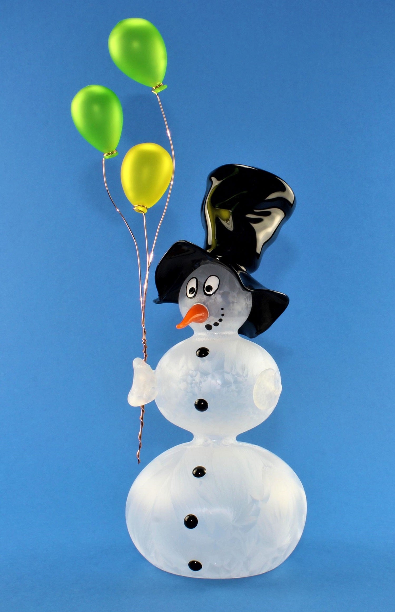 Bonhomme de neige avec ballon et chapeau , 3 boules