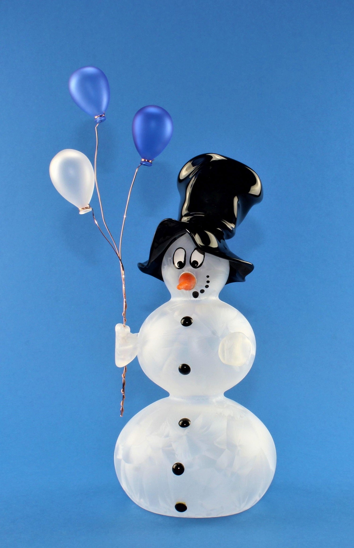 Bonhomme de neige avec ballon et chapeau , 3 boules