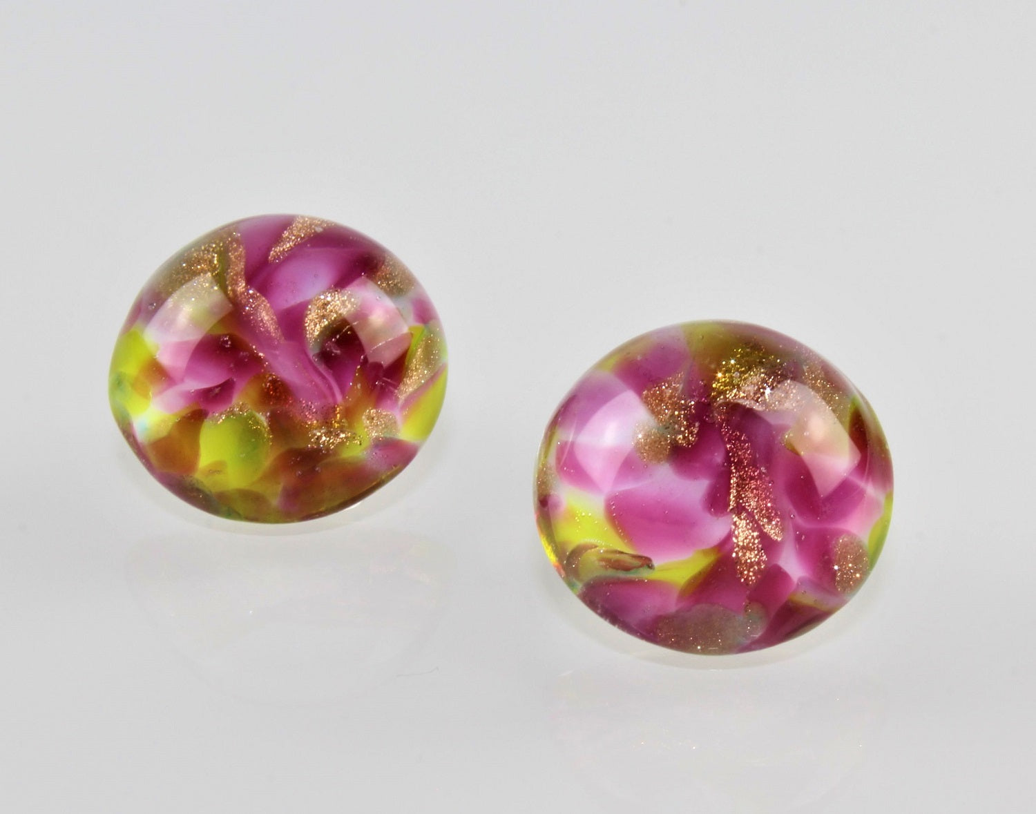 Ohrclips " Macy" , Borosilikat , farbig marmoriert , 925/000 Silber rhodniert
