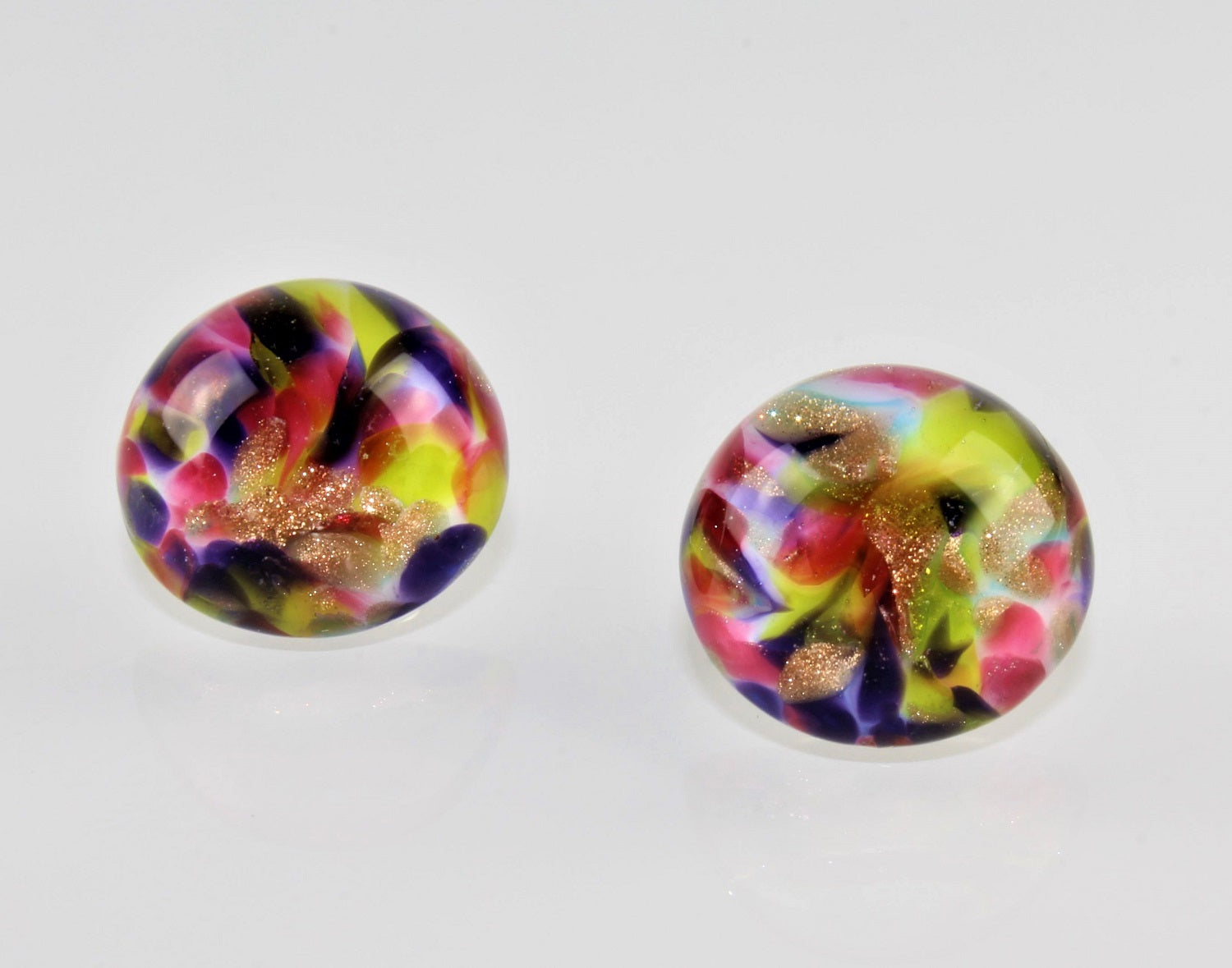 Ohrclips " Macy" , Borosilikat , farbig marmoriert , 925/000 Silber rhodniert