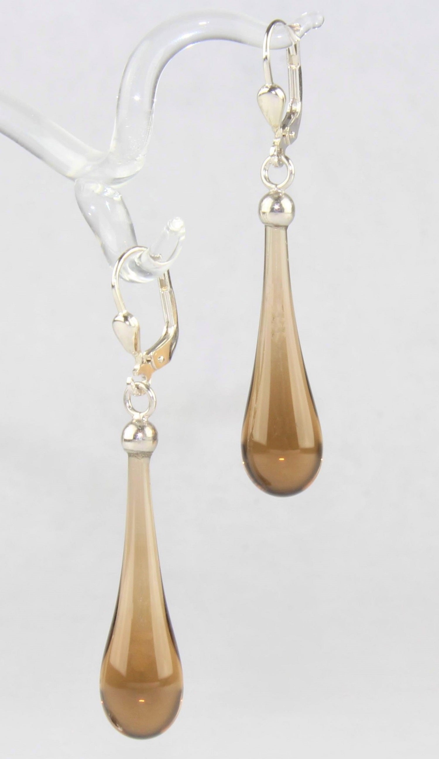 Boucles d'oreilles goutte colorée claire , argent 925/000 rhodié