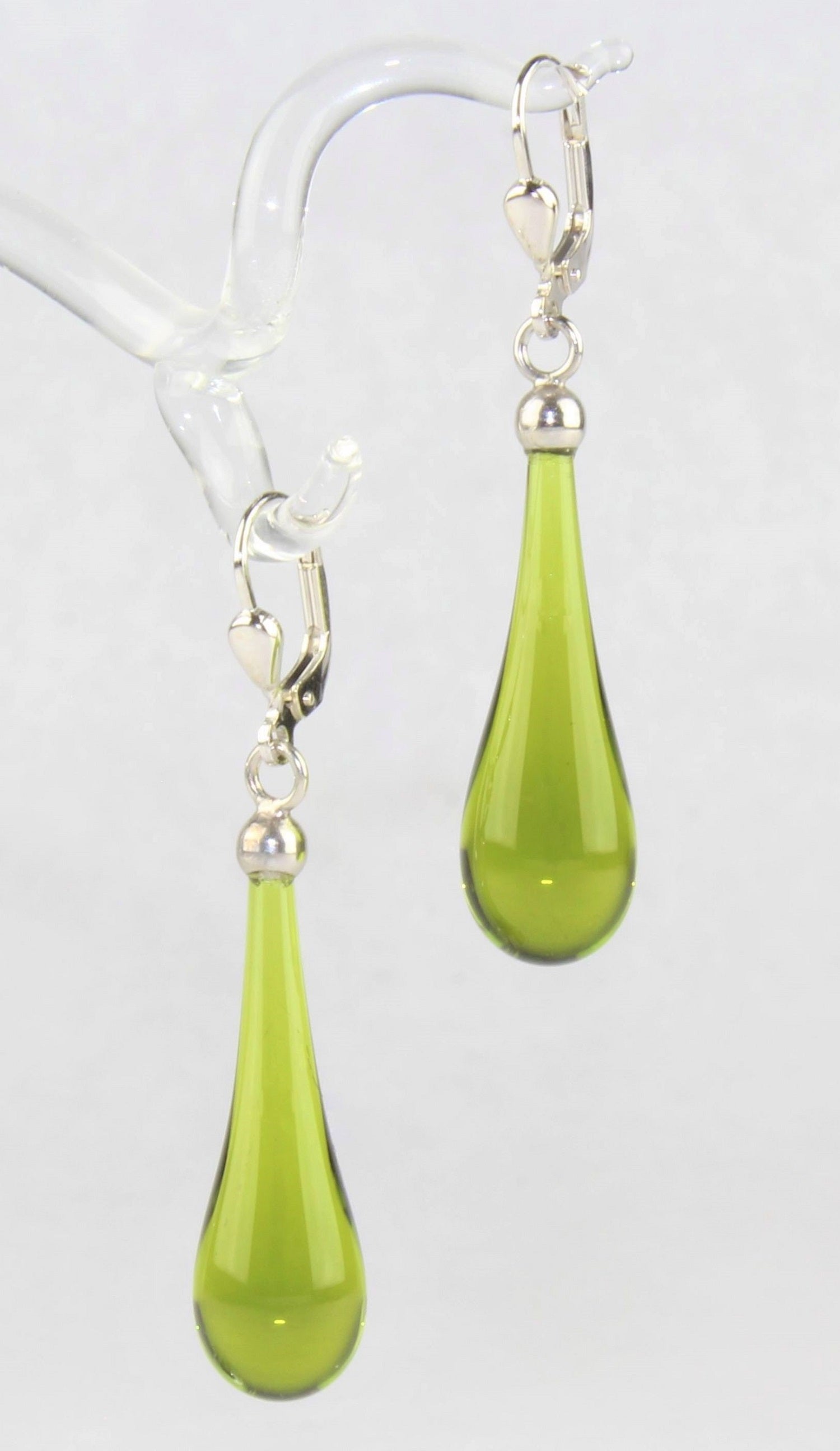 Boucles d'oreilles goutte colorée claire , argent 925/000 rhodié