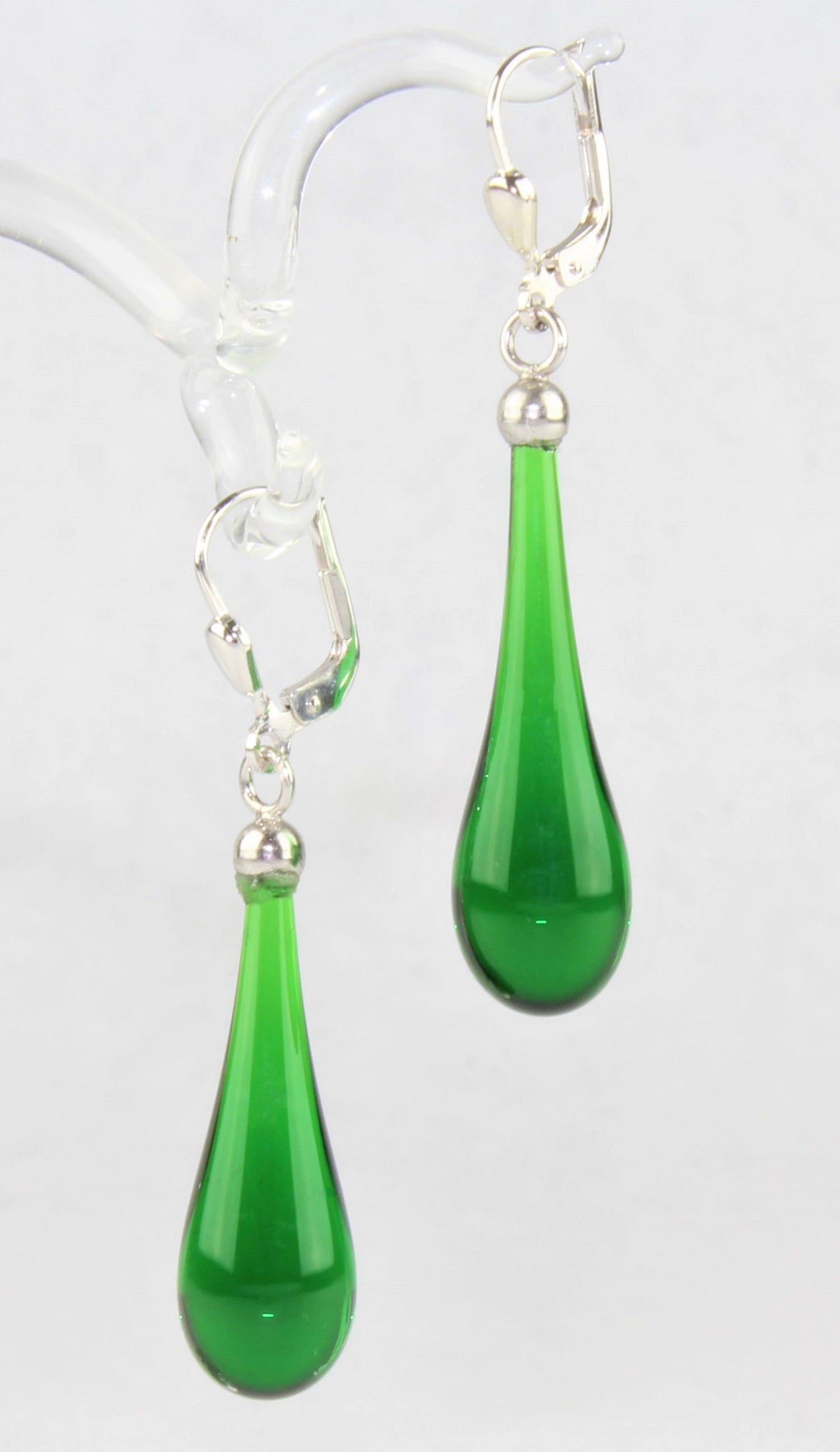 Boucles d'oreilles goutte colorée claire , argent 925/000 rhodié