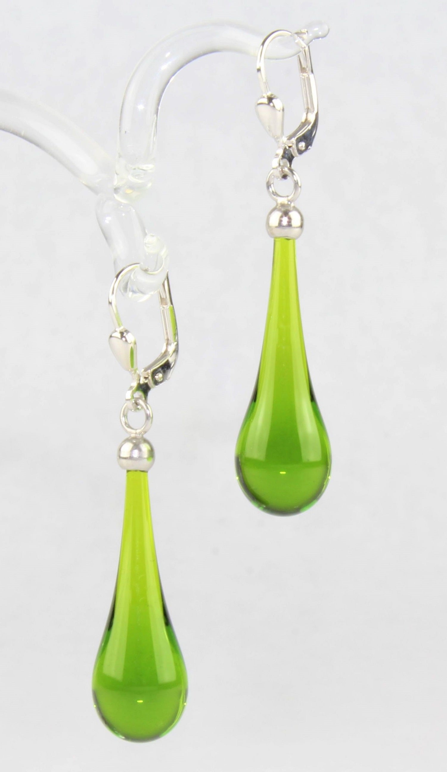 Boucles d'oreilles goutte colorée claire , argent 925/000 rhodié