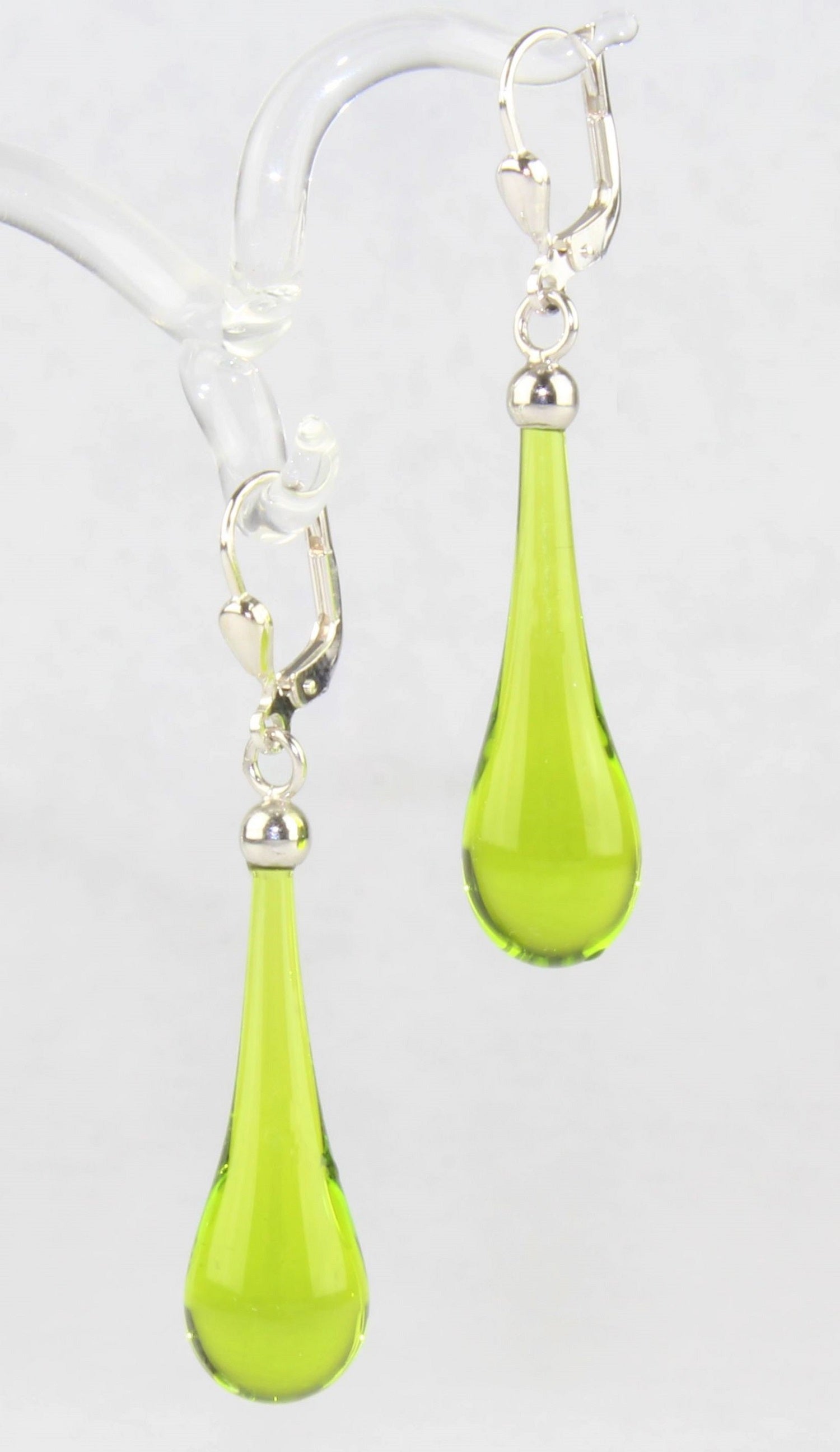 Boucles d'oreilles goutte colorée claire , argent 925/000 rhodié
