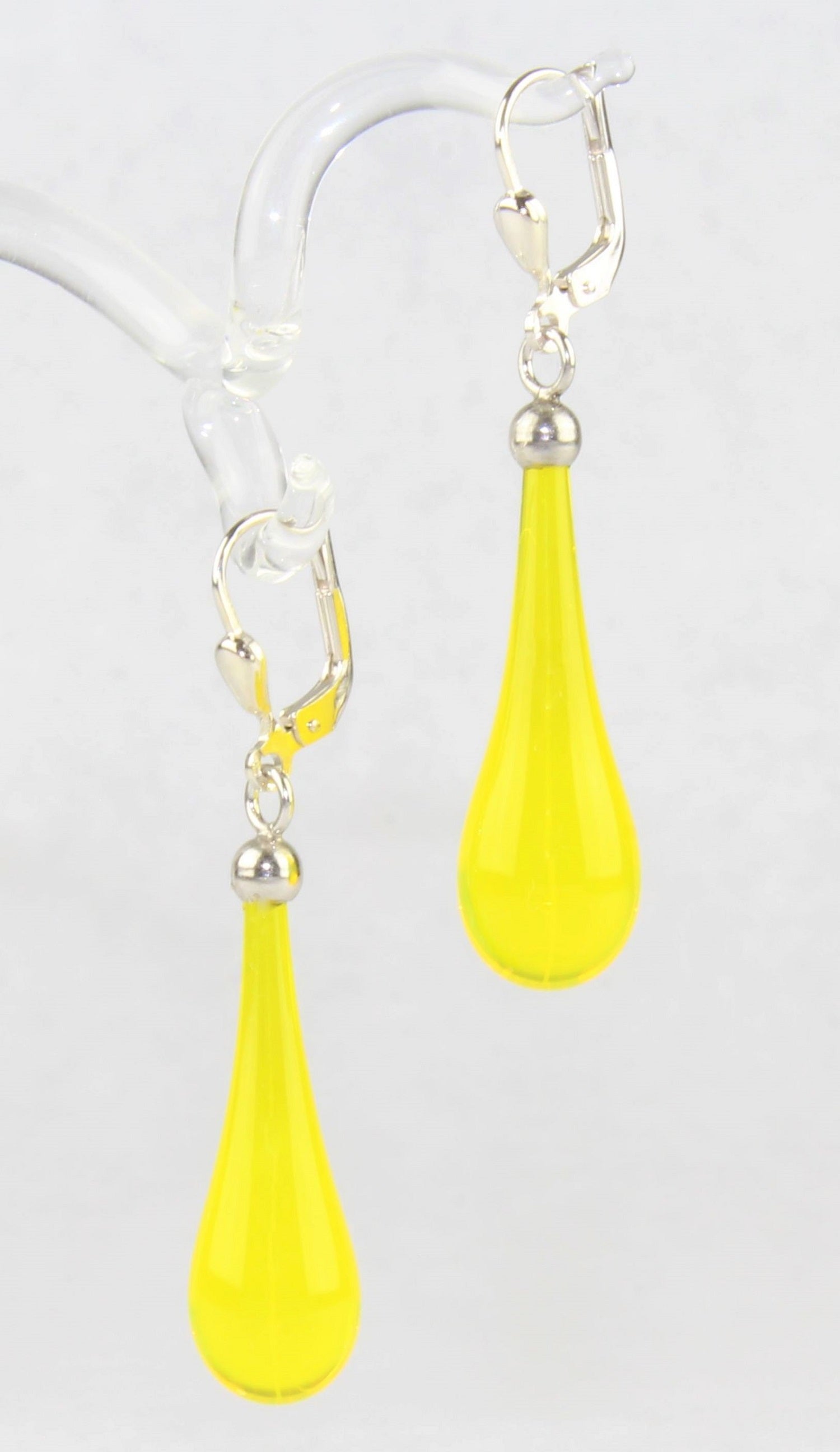 Boucles d'oreilles goutte colorée claire , argent 925/000 rhodié
