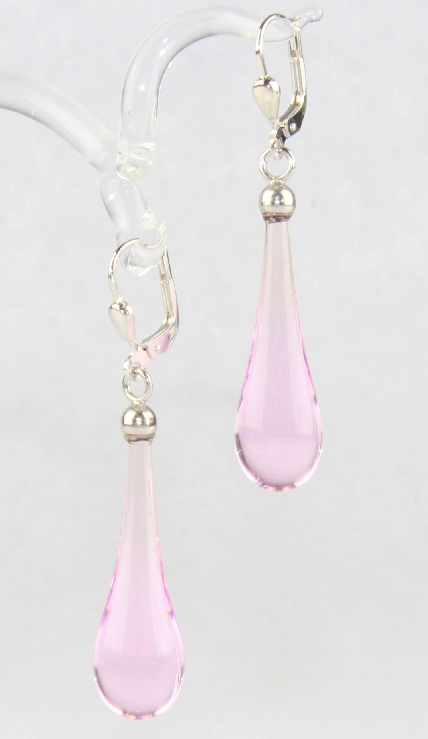 Boucles d'oreilles goutte colorée claire , argent 925/000 rhodié
