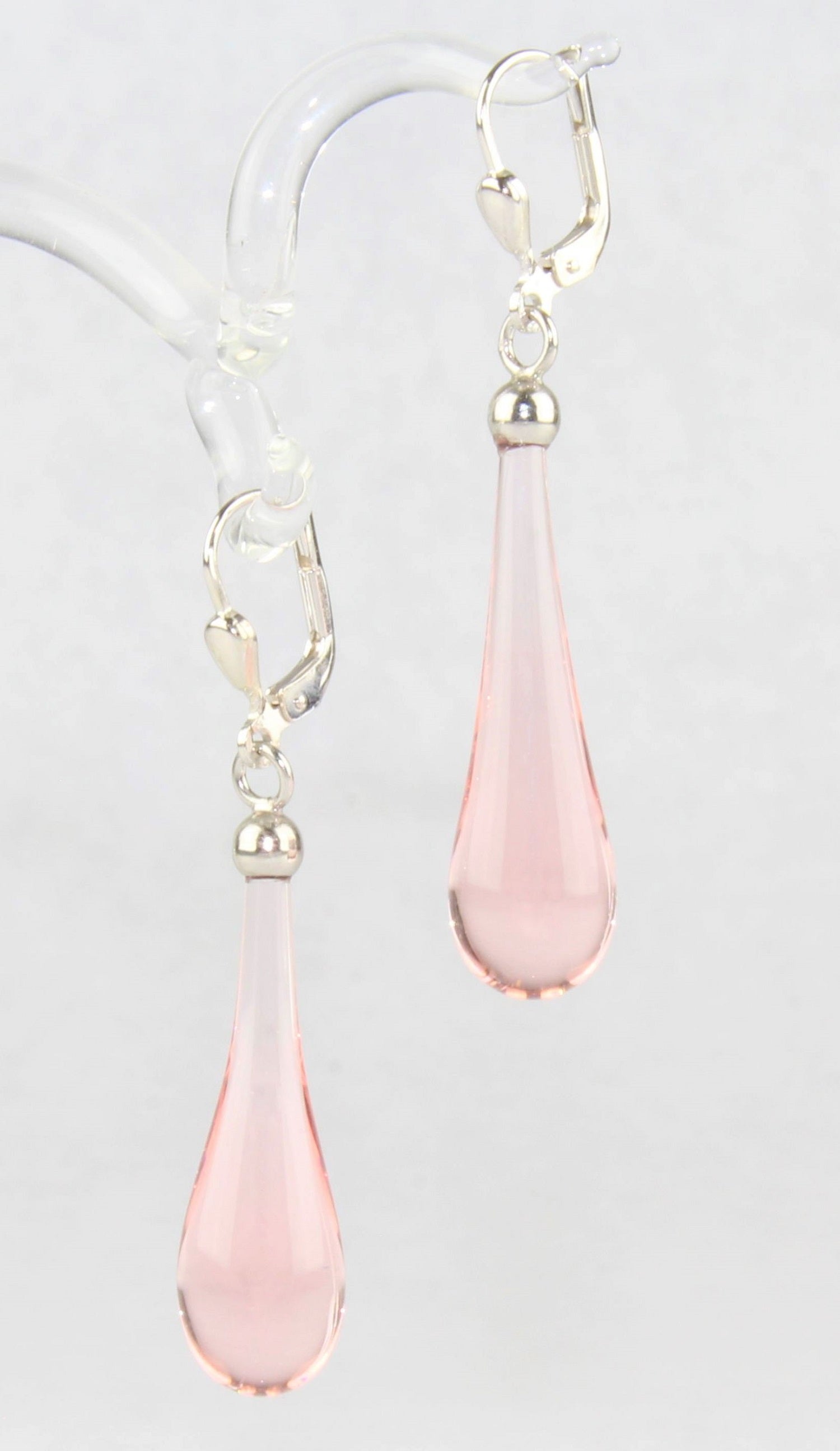 Boucles d'oreilles goutte colorée claire , argent 925/000 rhodié