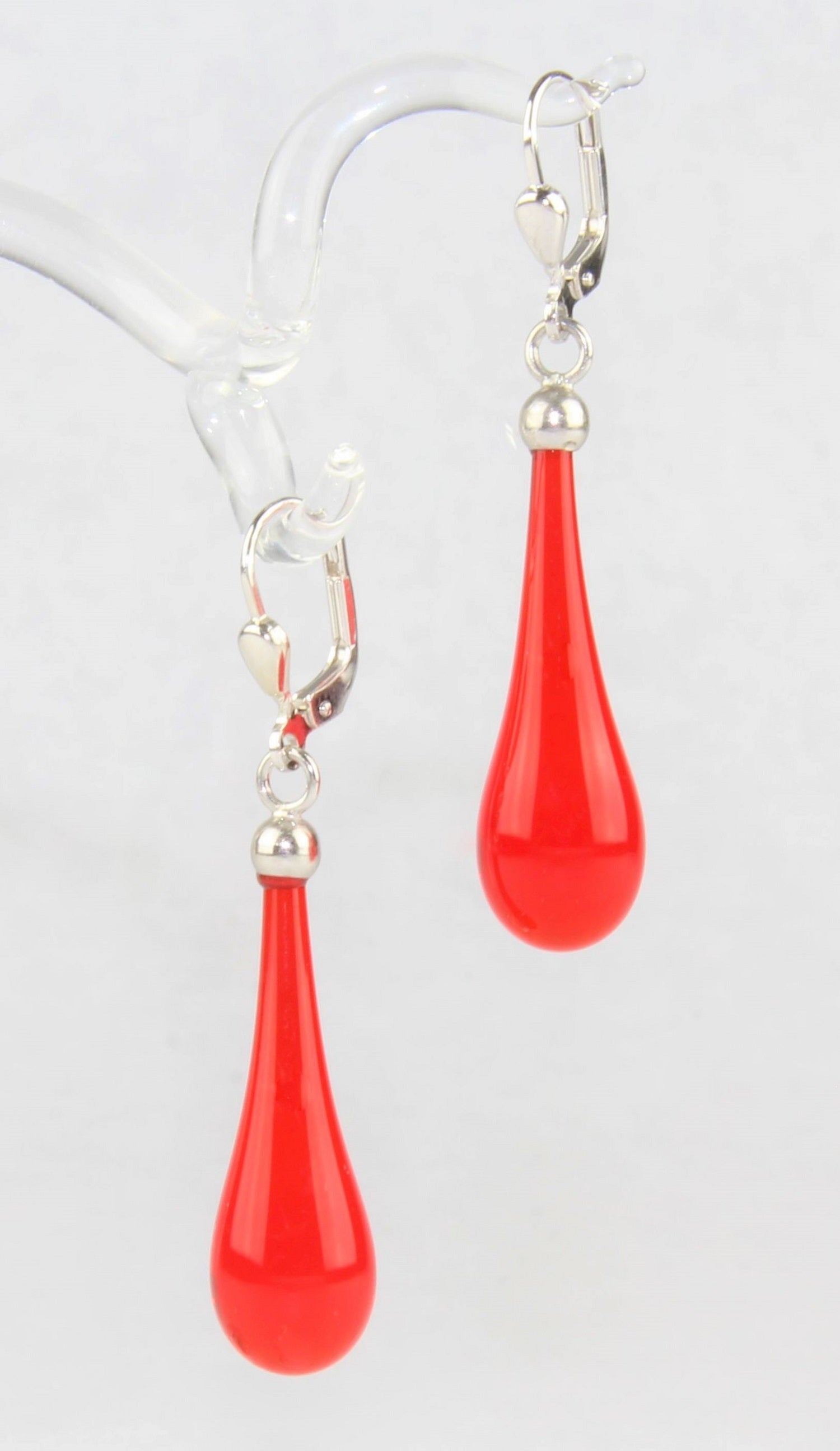 Boucles d'oreilles goutte colorée claire , argent 925/000 rhodié