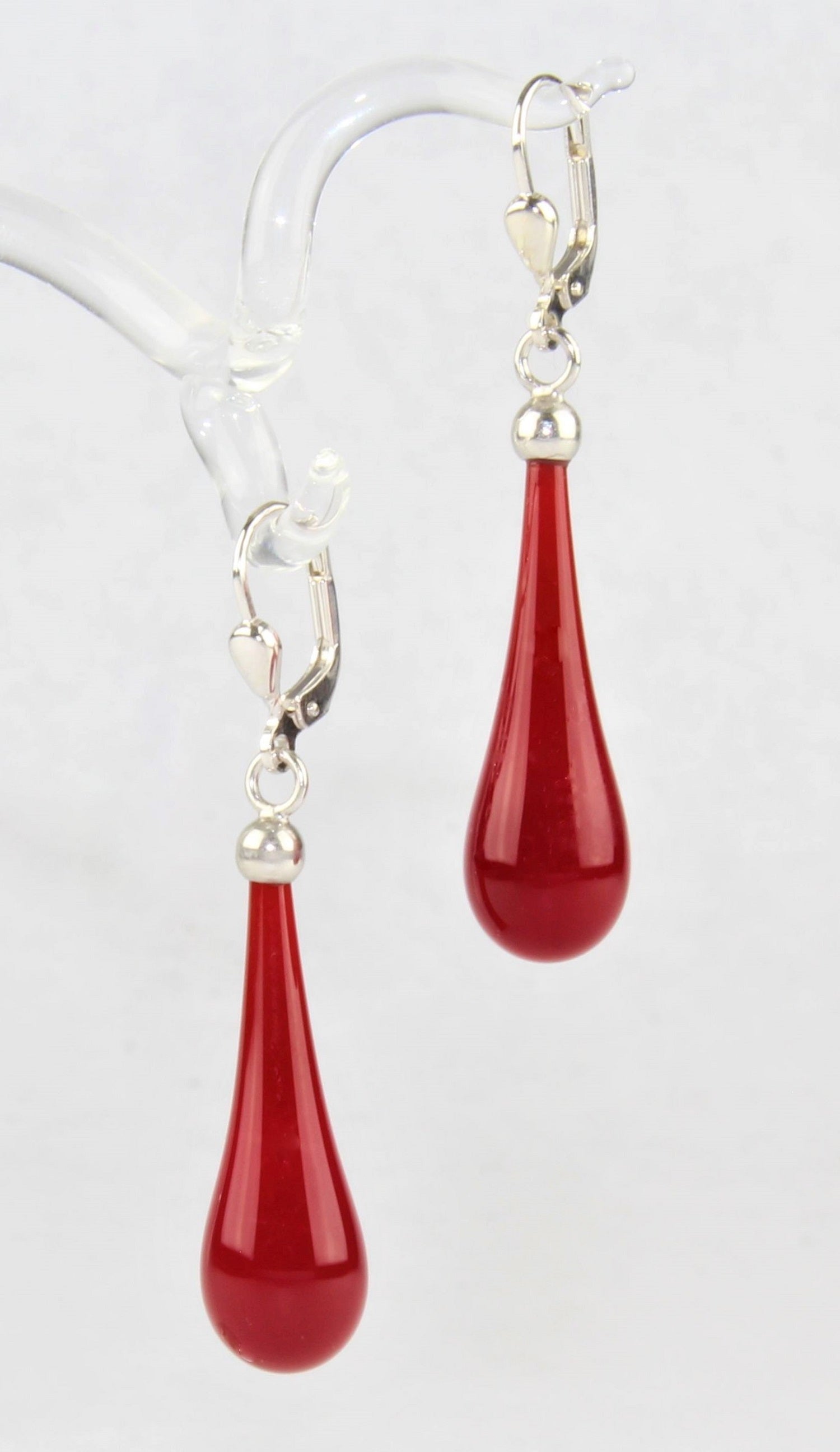 Boucles d'oreilles goutte colorée claire , argent 925/000 rhodié
