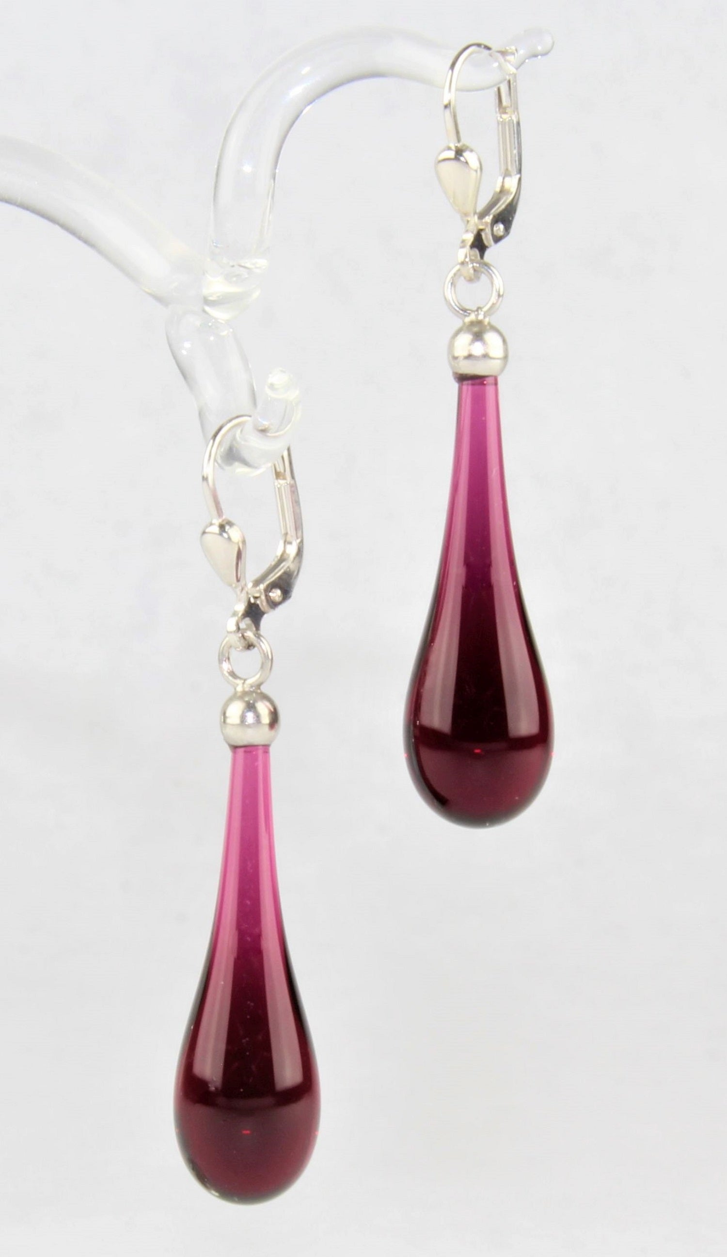 Boucles d'oreilles goutte colorée claire , argent 925/000 rhodié