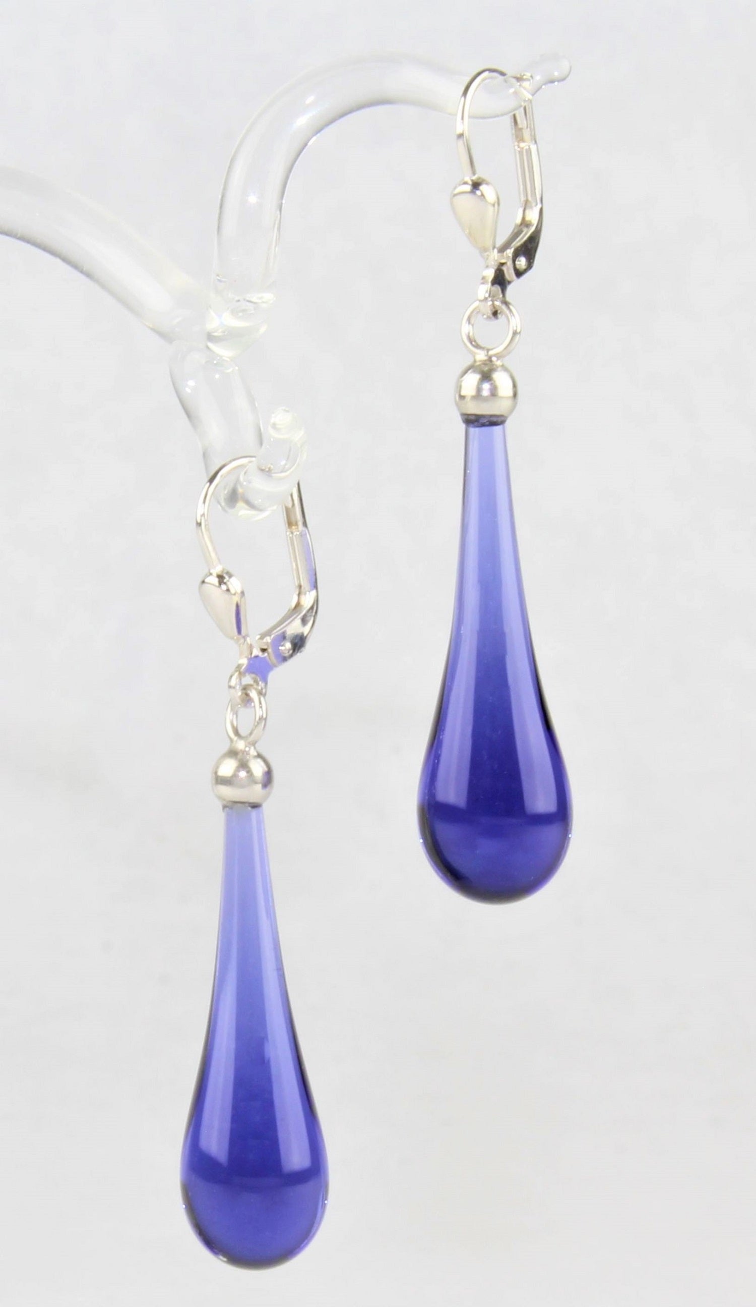 Boucles d'oreilles goutte colorée claire , argent 925/000 rhodié