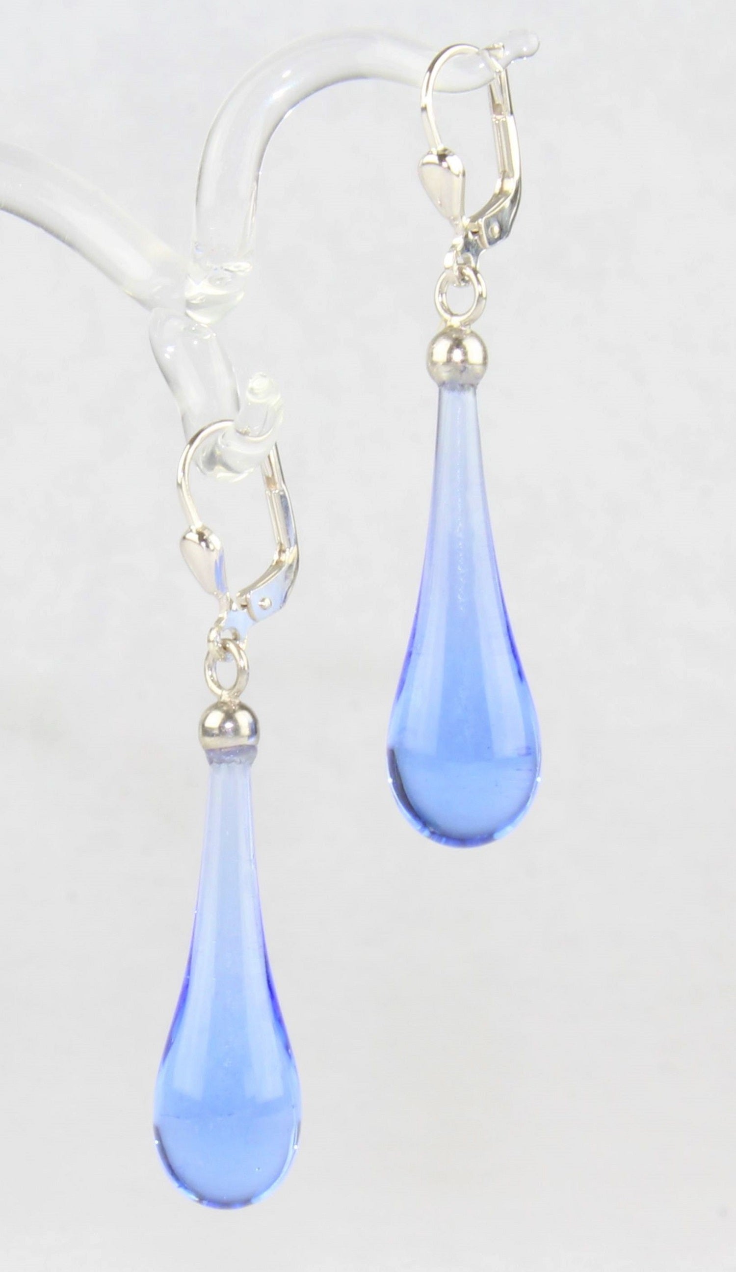 Boucles d'oreilles goutte colorée claire , argent 925/000 rhodié
