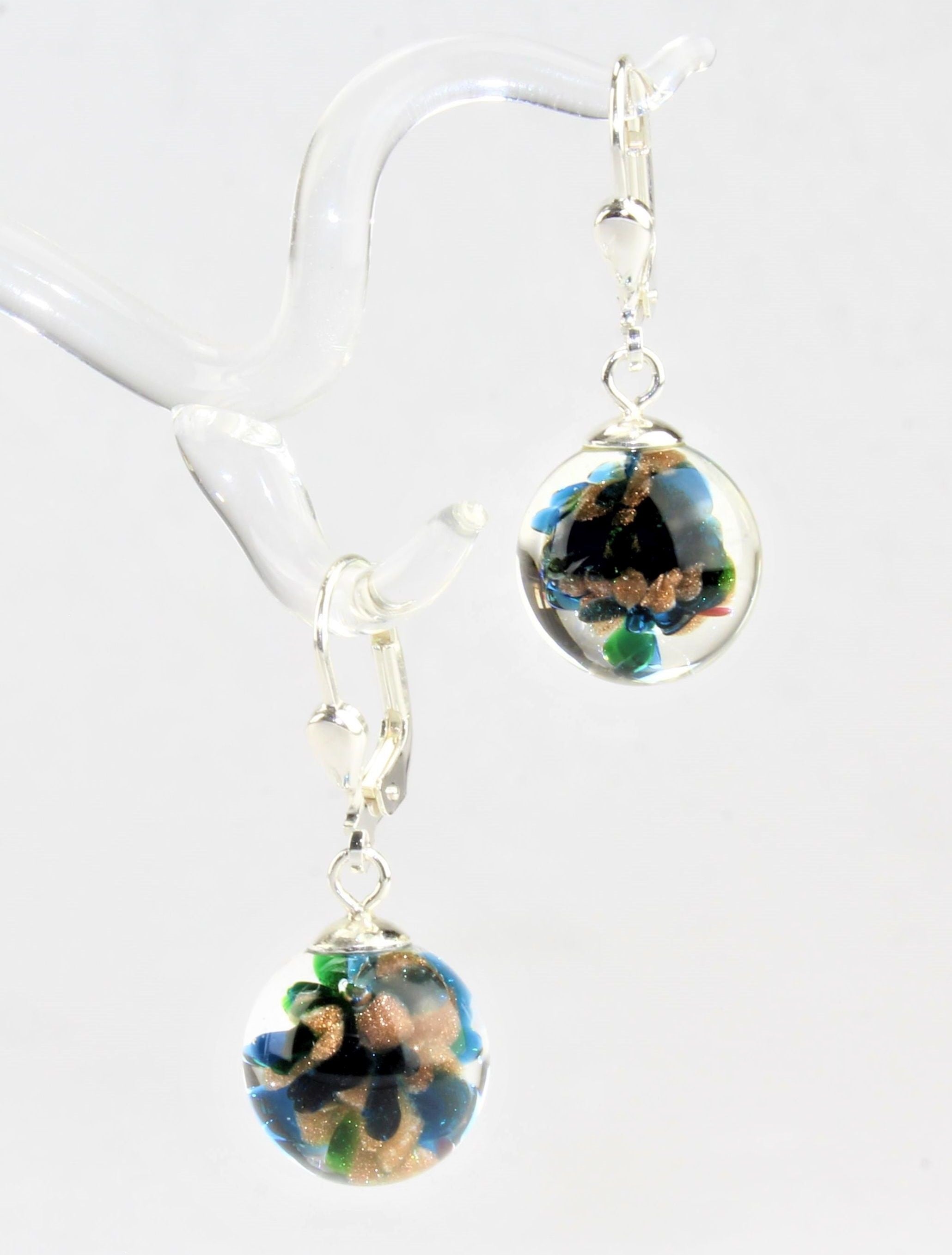 Boucles d'oreilles Boule couleur granulé, argent 925/000 rhodié