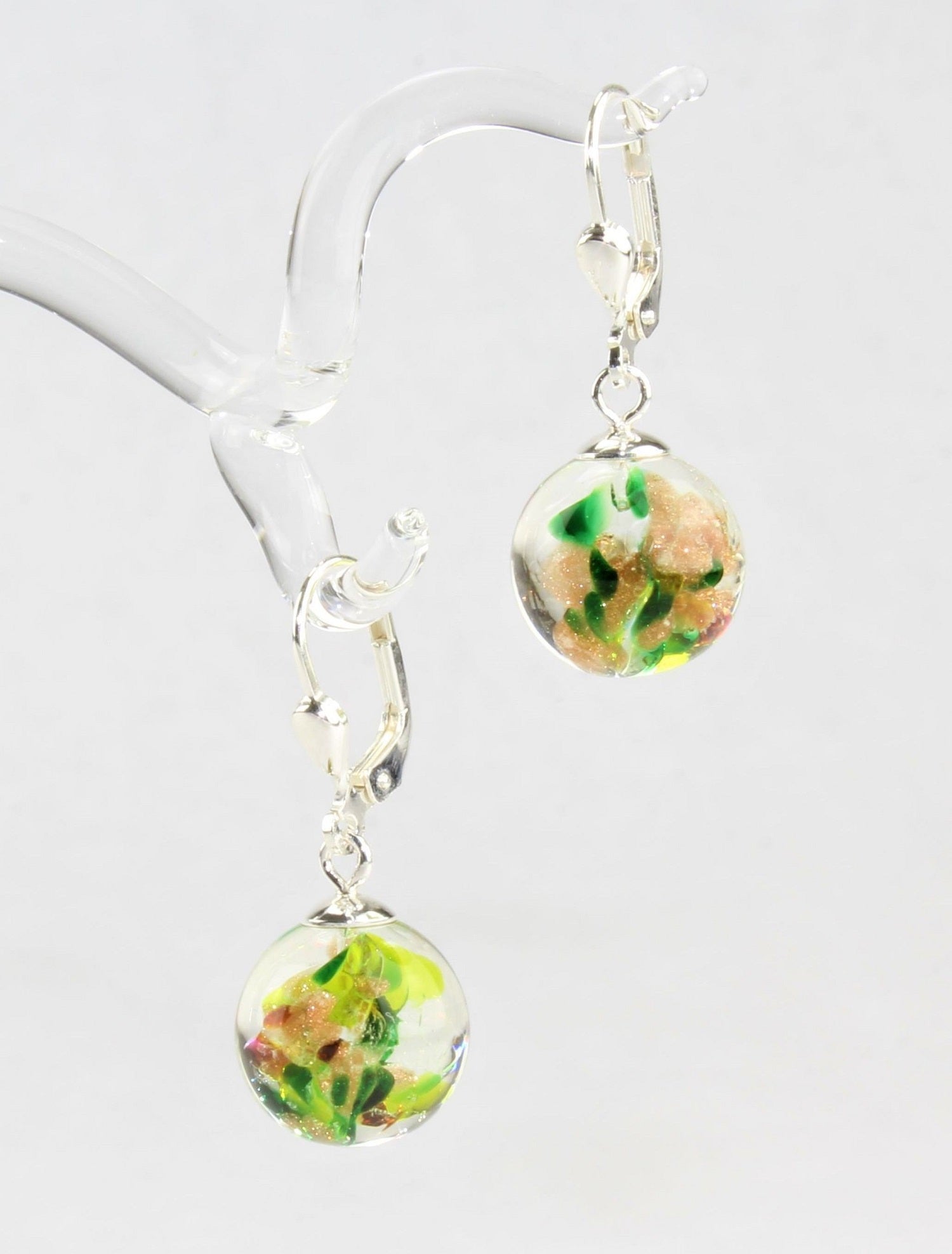 Boucles d'oreilles Boule couleur granulé, argent 925/000 rhodié