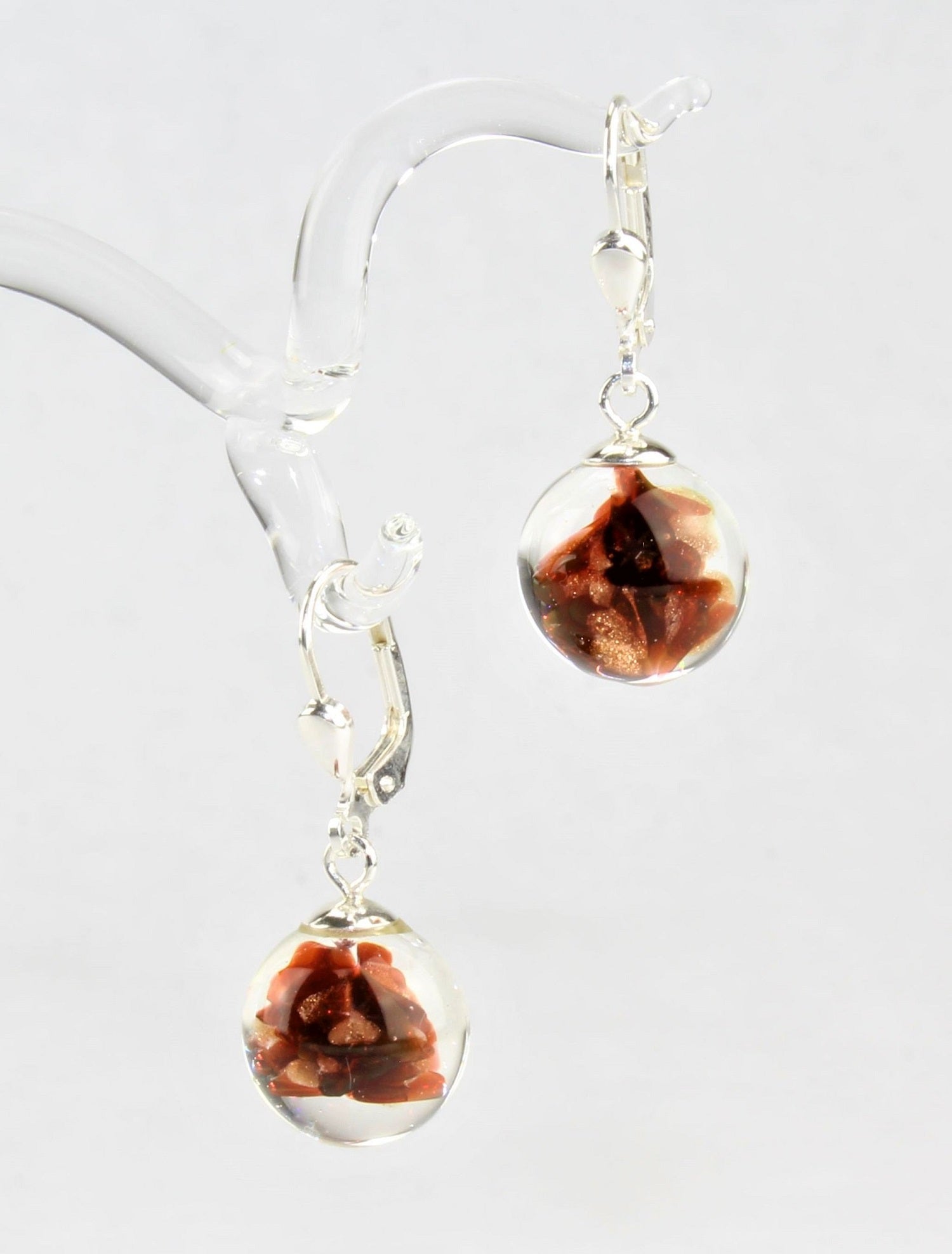 Boucles d'oreilles Boule couleur granulé, argent 925/000 rhodié