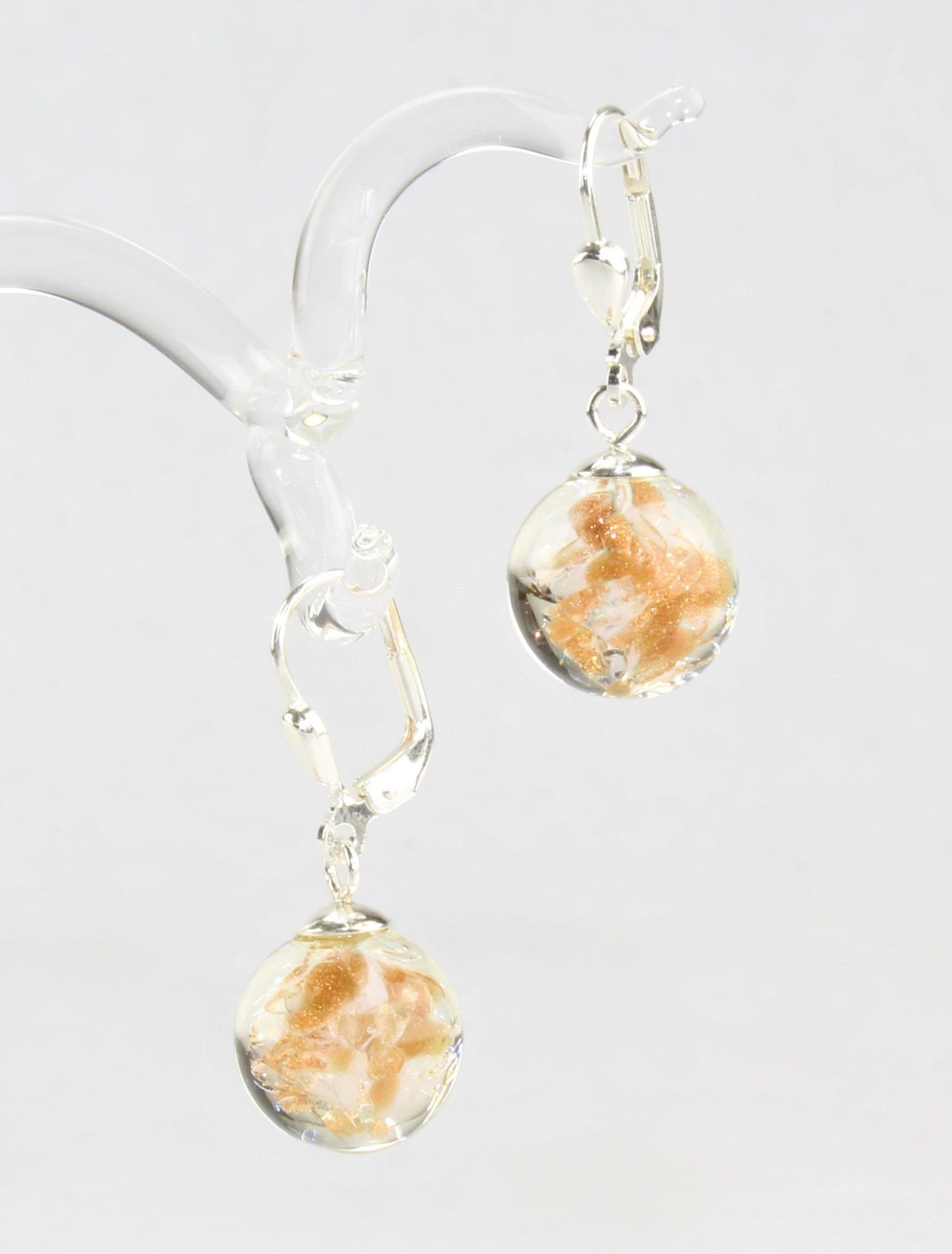 Boucles d'oreilles Boule couleur granulé, argent 925/000 rhodié