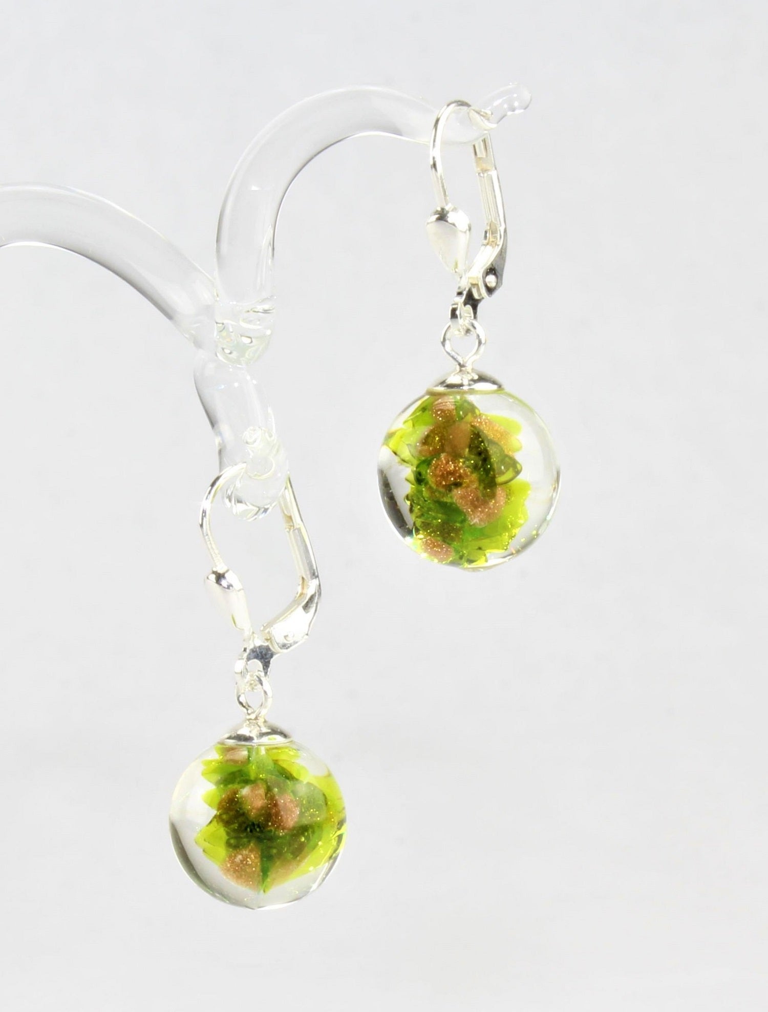 Boucles d'oreilles Boule couleur granulé, argent 925/000 rhodié