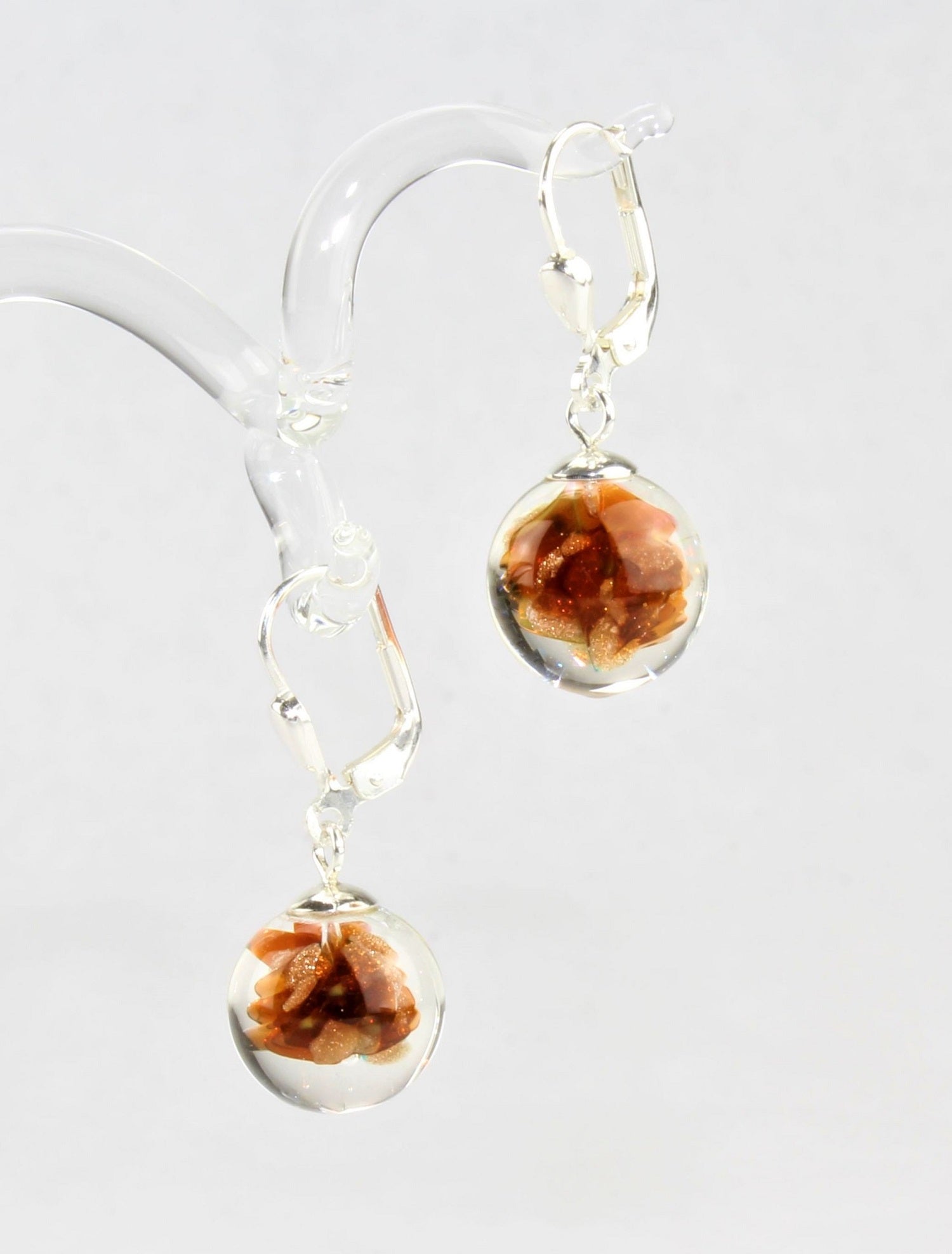Boucles d'oreilles Boule couleur granulé, argent 925/000 rhodié