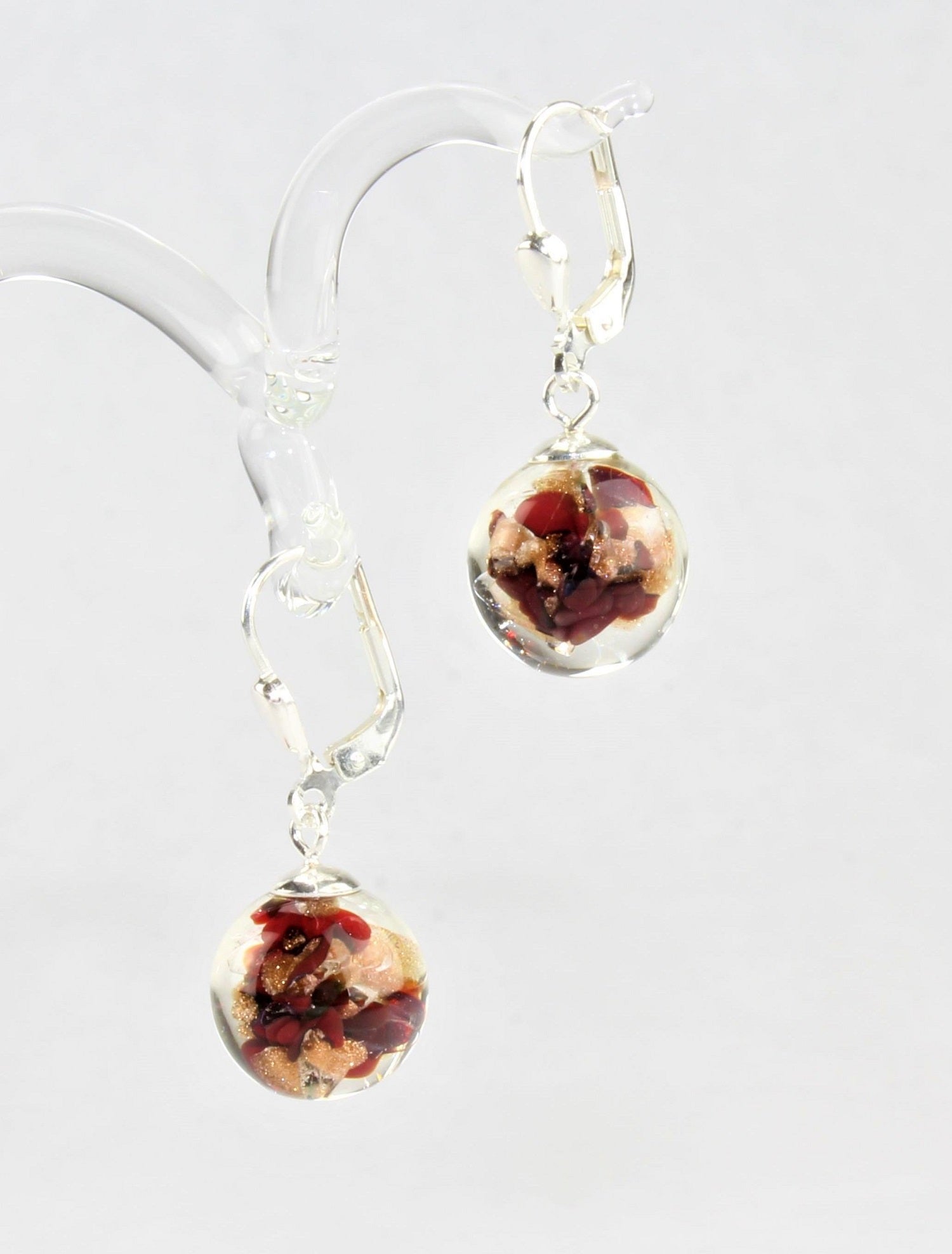 Boucles d'oreilles Boule couleur granulé, argent 925/000 rhodié