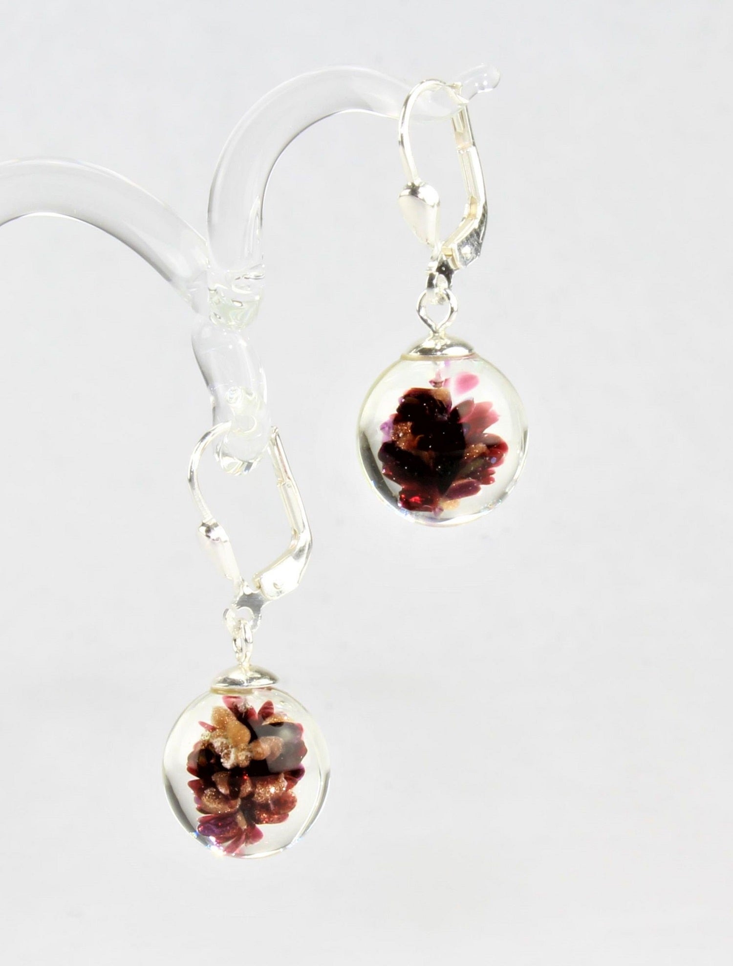 Boucles d'oreilles Boule couleur granulé, argent 925/000 rhodié