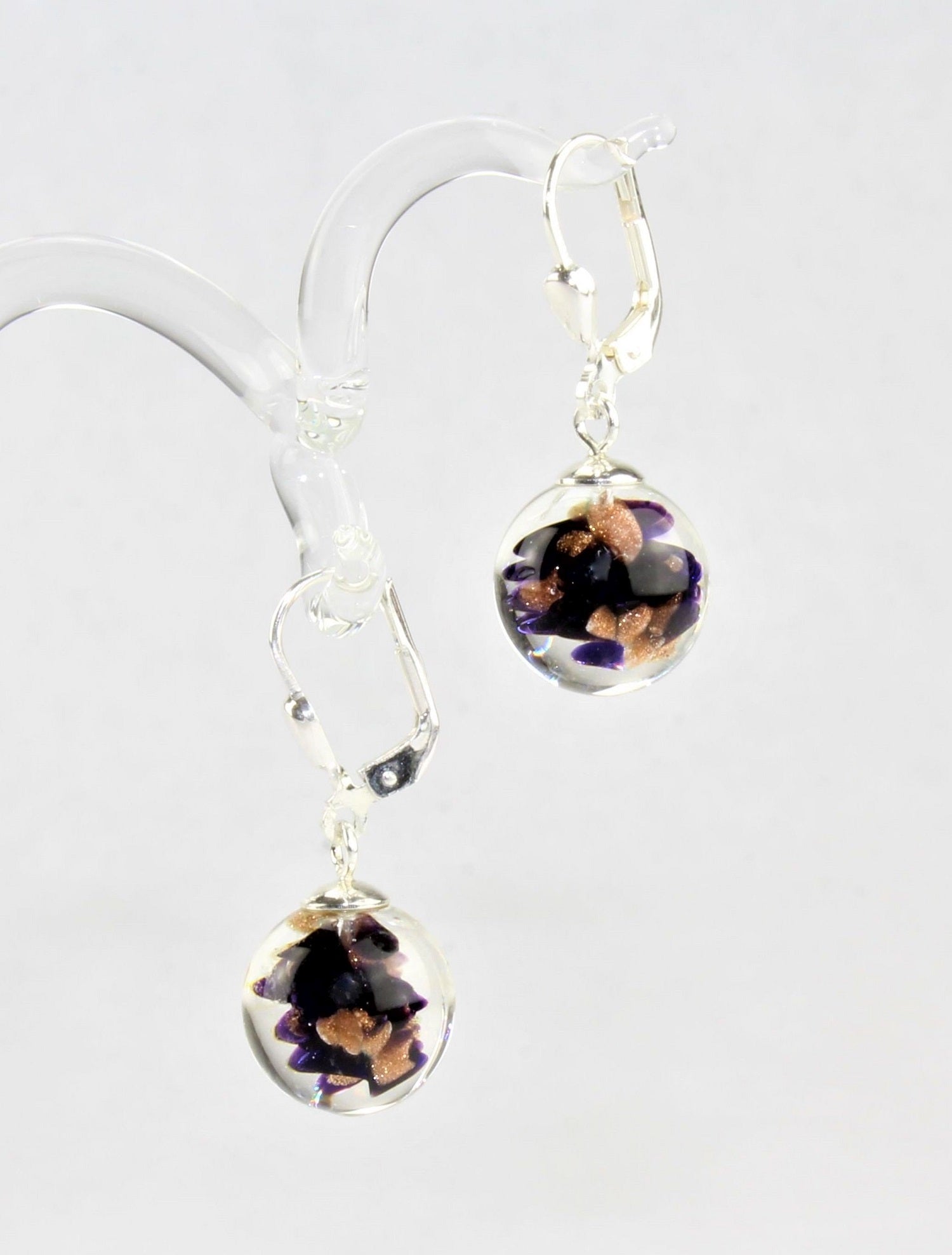 Boucles d'oreilles Boule couleur granulé, argent 925/000 rhodié