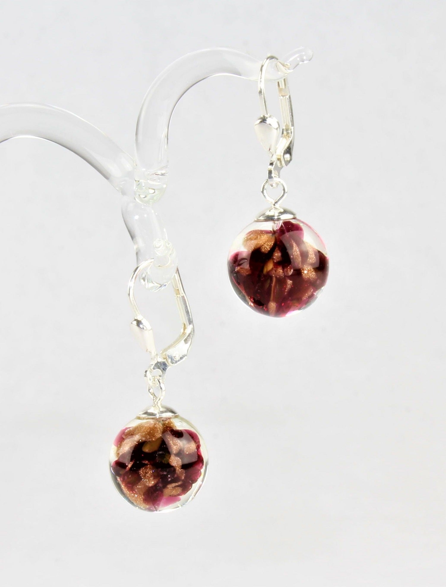 Boucles d'oreilles Boule couleur granulé, argent 925/000 rhodié