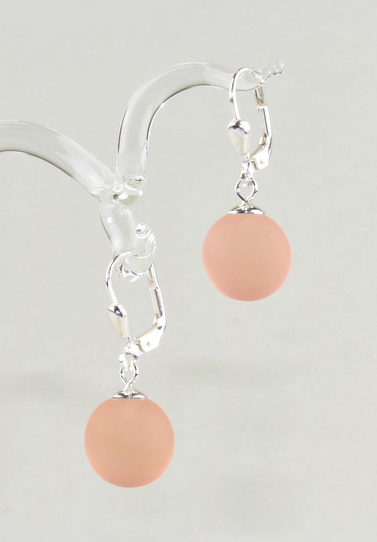 Boucles d'oreilles Boule colorée mate , Borosilicate , Argent 925 / 000 rhodié