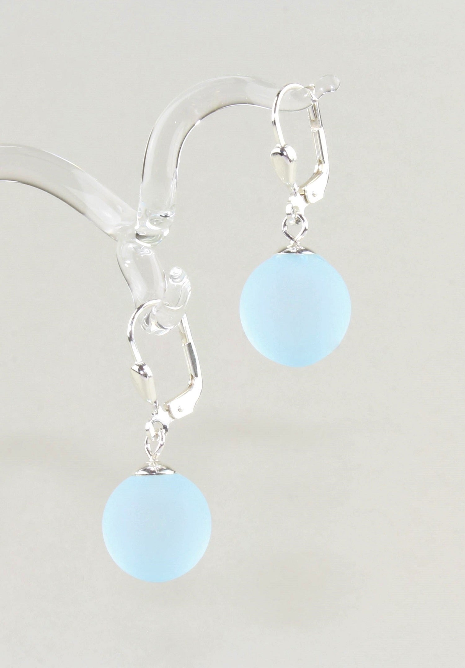Boucles d'oreilles Boule colorée mate , Borosilicate , Argent 925 / 000 rhodié